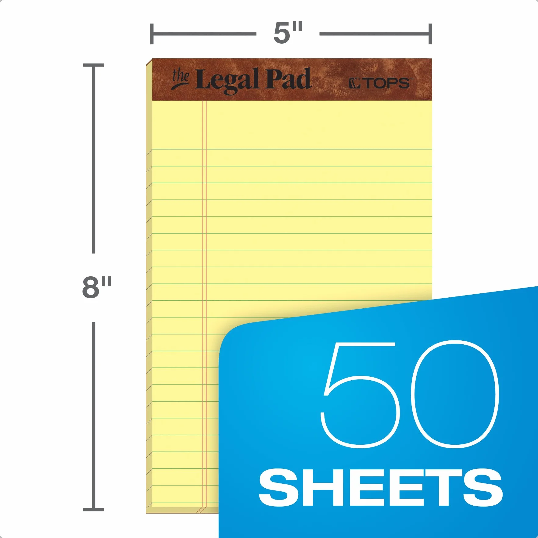 TOPS The Legal Pad 5 x 8 Inches Perforated Canary Narrow Rule 50 Sheets Pad 3 Packs (75013)