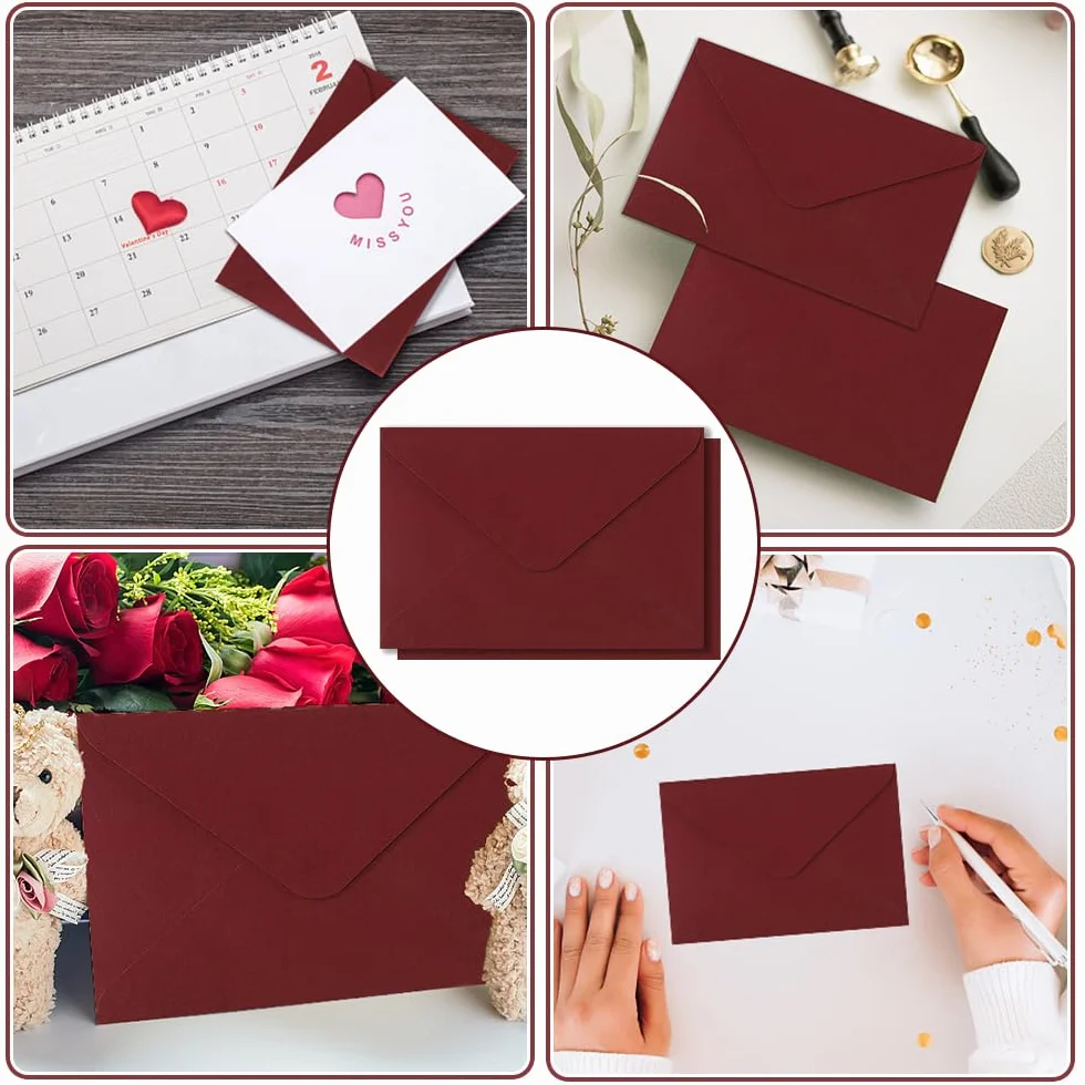 WYAN Buste B6 bordeaux 50 pezzi buste premium per piccoli oggetti regali biglietti auguri matrimoni affari inviti