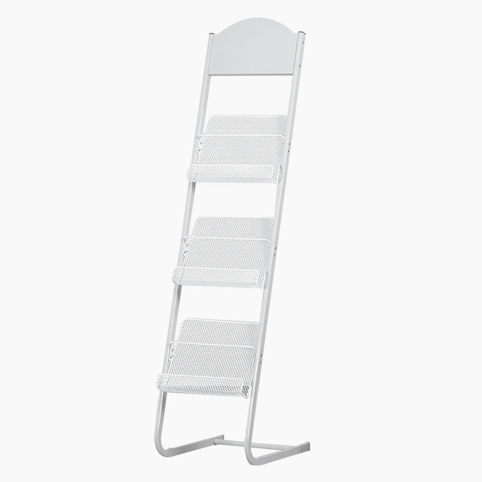 Portariviste portatile stretto da pavimento per la decorazione di casa e ufficio espositore staccabile in metallo nero bianco 126 cm di altezza