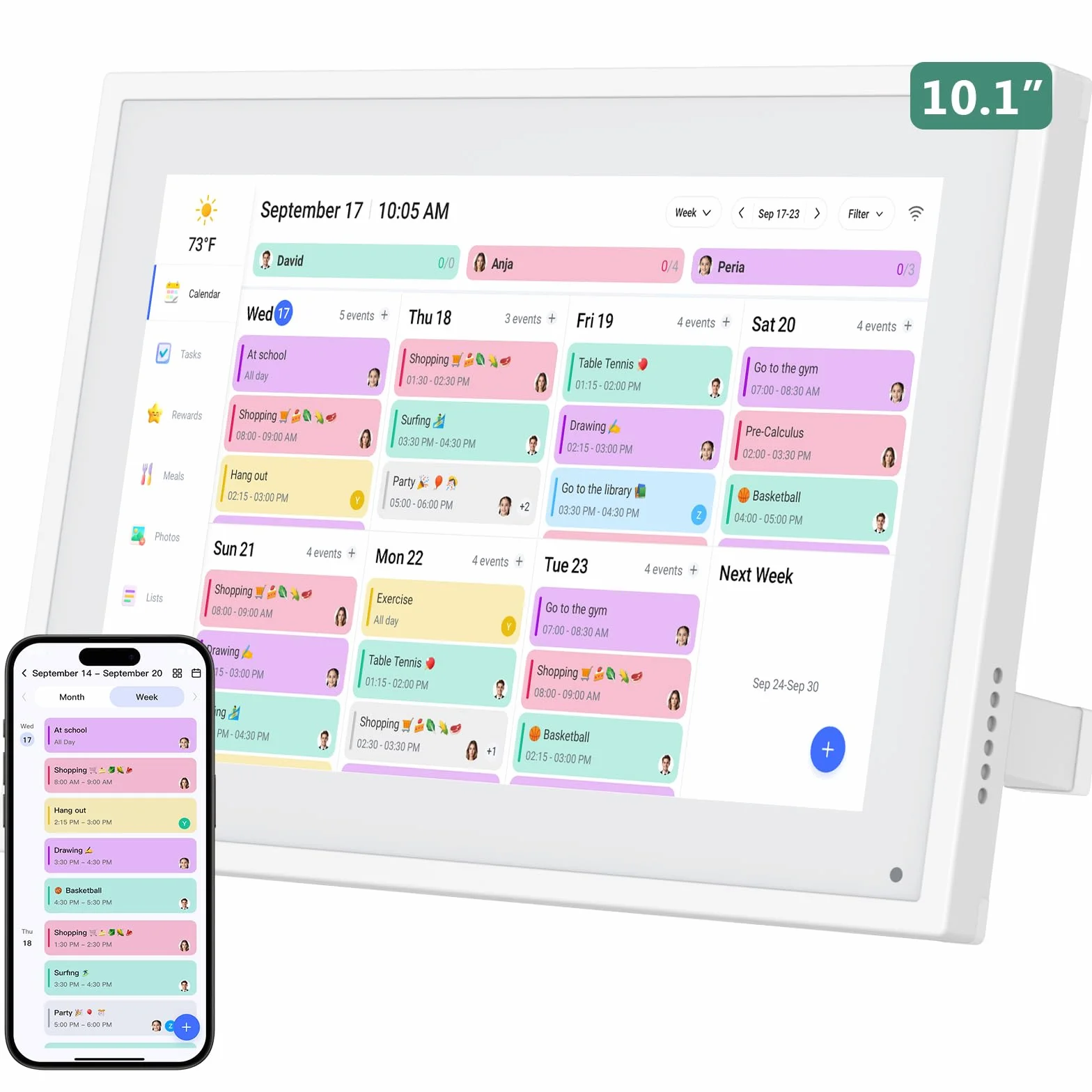 Calendario Digitale da Parete 10,1 Pollici Touch Screen - Planner Familiare con 32GB di Memoria, Cornice Foto Digitale, Sincronizzazione App e Cloud, Agenda Smart
