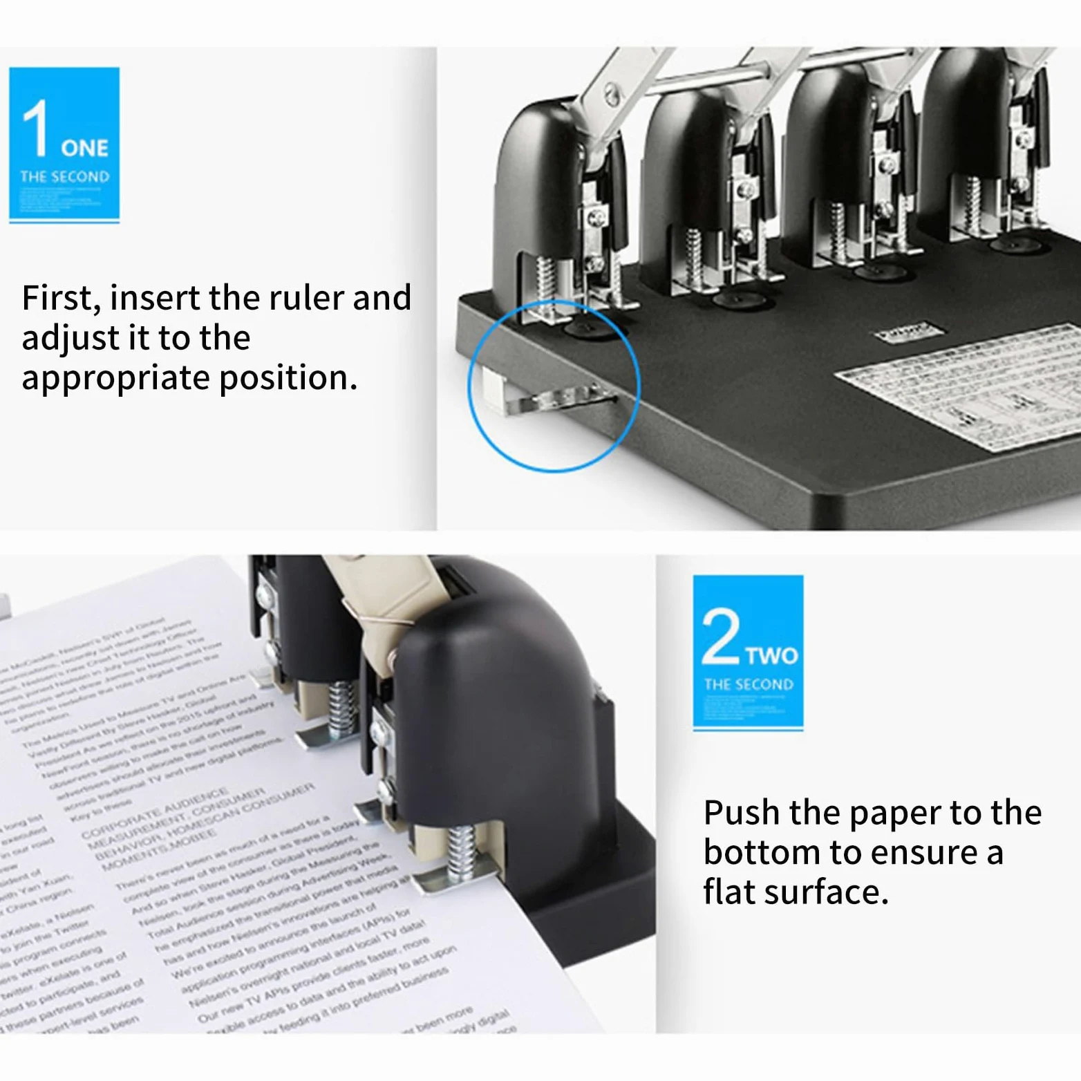 Perforatrice a 2 fori per servizio, capacità 150 fogli, perforatrice per carta, impugnatura ergonomica, per risparmiare manodopera, punzoni industriali con vassoio per coriandoli
