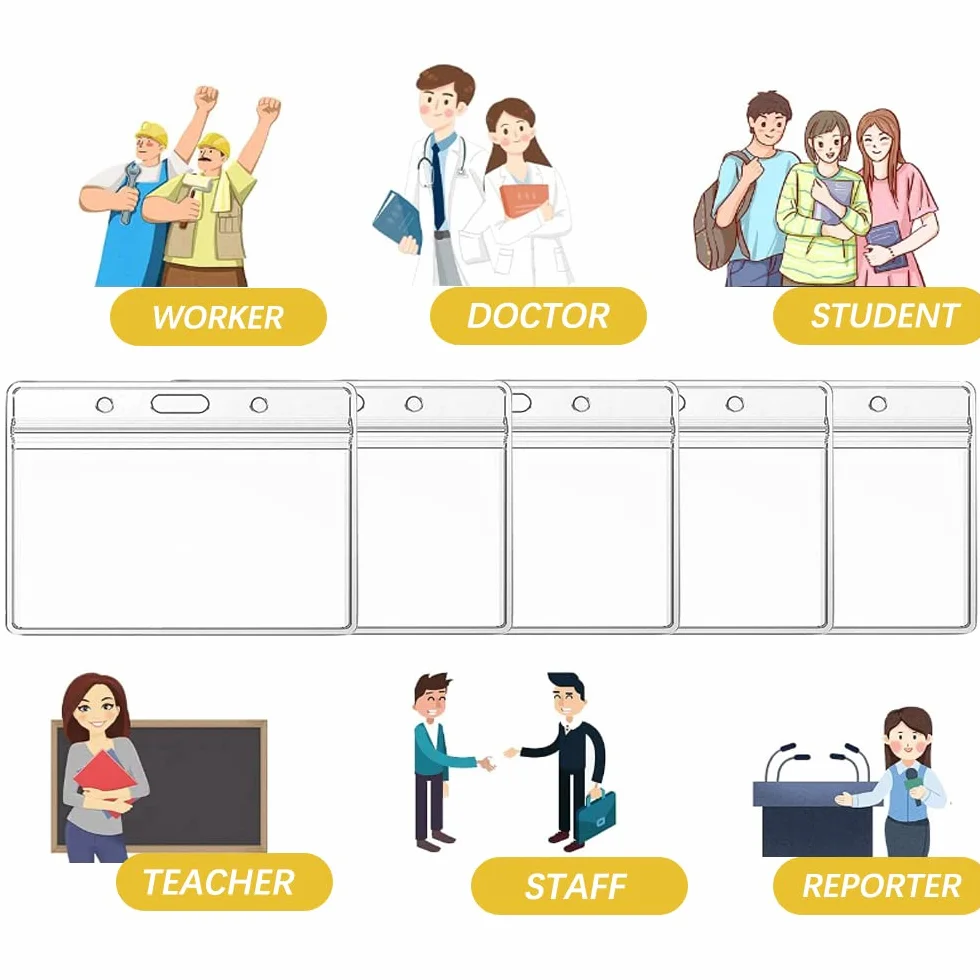 Porta Badge Trasparente 5 Pz per Carta ID Studente Biglietto da Visita