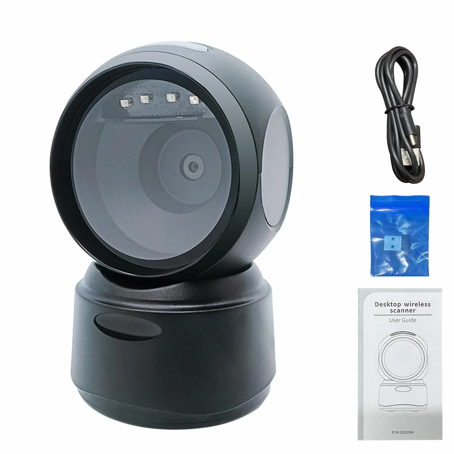 Lettore di Codici a Barre Desktop Wireless, Lettore di Codici a Barre Vivavoce Multi-prompt con Luce LED BT 5.0 con Scanner QR Desktop, Tecnologia Scansione QR