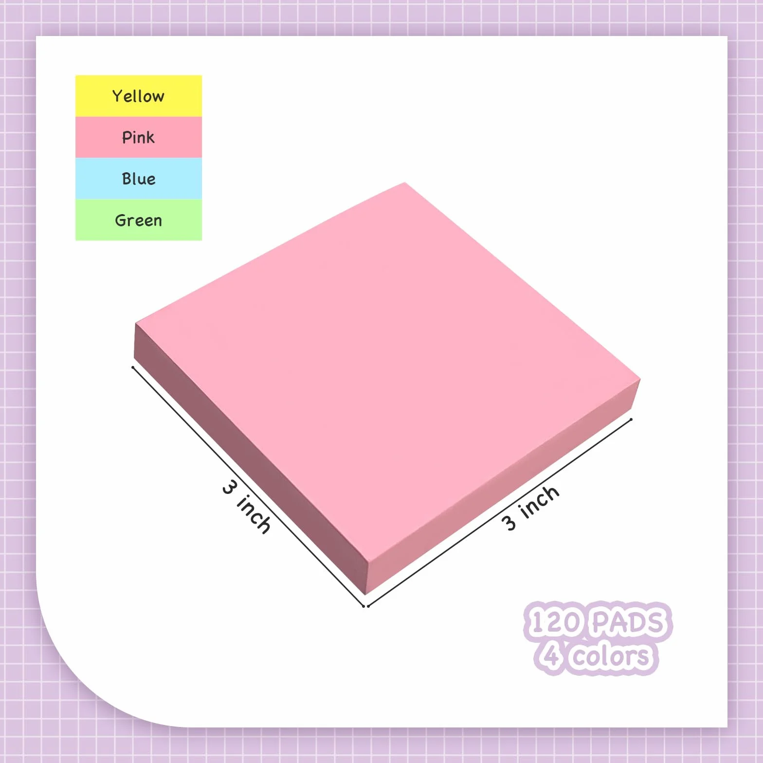 120 blocchetti di foglietti adesivi 3x3 colori sfusi autoadesivi rosa giallo verde blu carta note pad promemoria per ufficio scuola casa notebook forniture 50 fogli/blocco