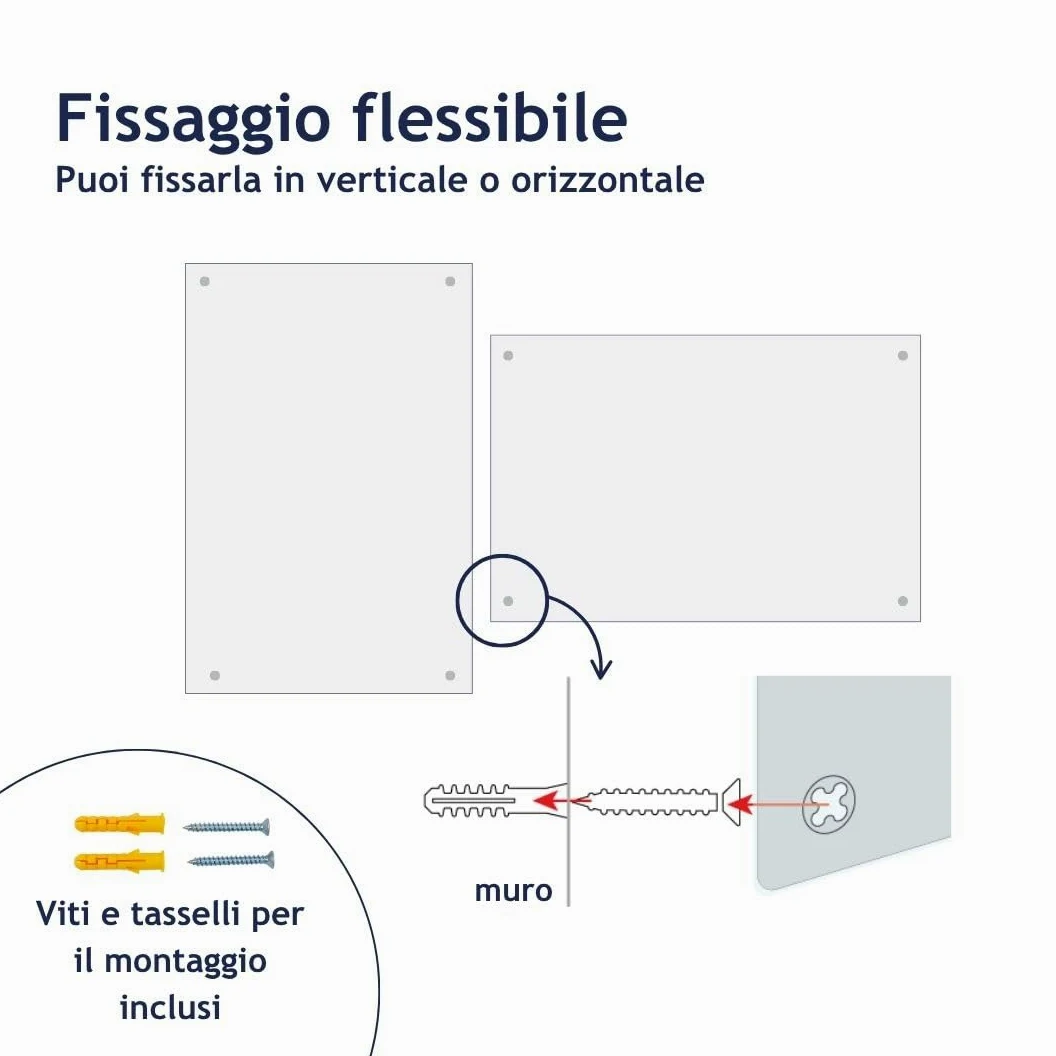 Danieli | Lavagna Magnetica da Parete in Vetro Bianca - Lavagna scrivibile, cancellabile e magnetica, perfetta da appendere in Ufficio - 60x90 centimetri
