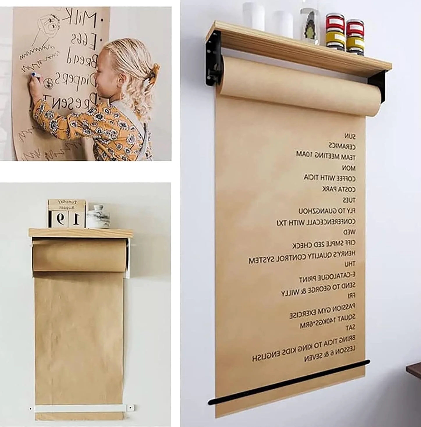 Portarotolo da parete con ripiano per cucina e ufficio