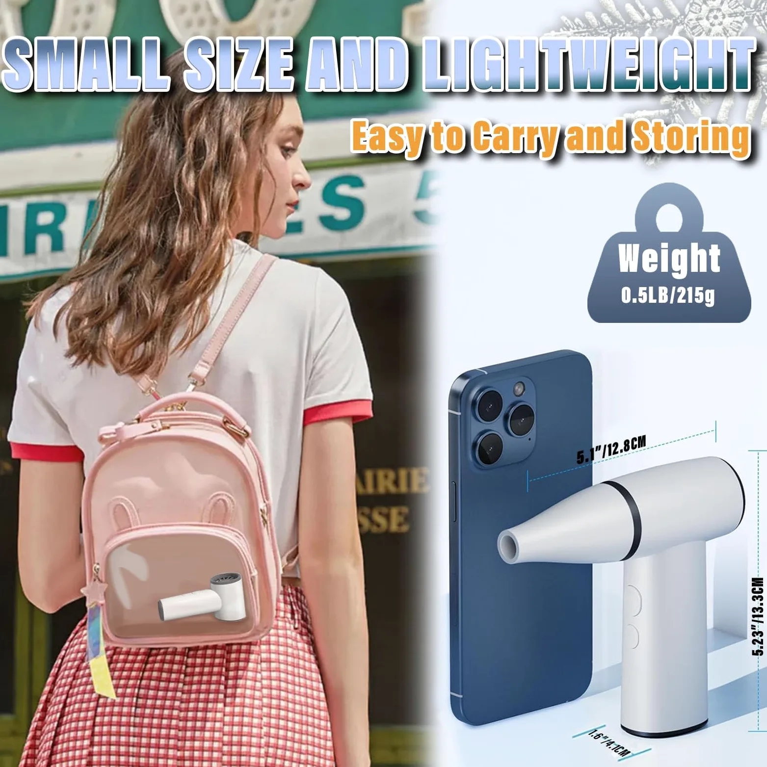 Billg Elettrico Rimuovi Polvere Aria Compressa Senza Fili, 100000 Giri/Min Soffiatore Aria Compressa, 4 velocità Aria Compressa Elettrico per Il Computer All'aperto Casa Materasso ad Aria, 3300 mAh