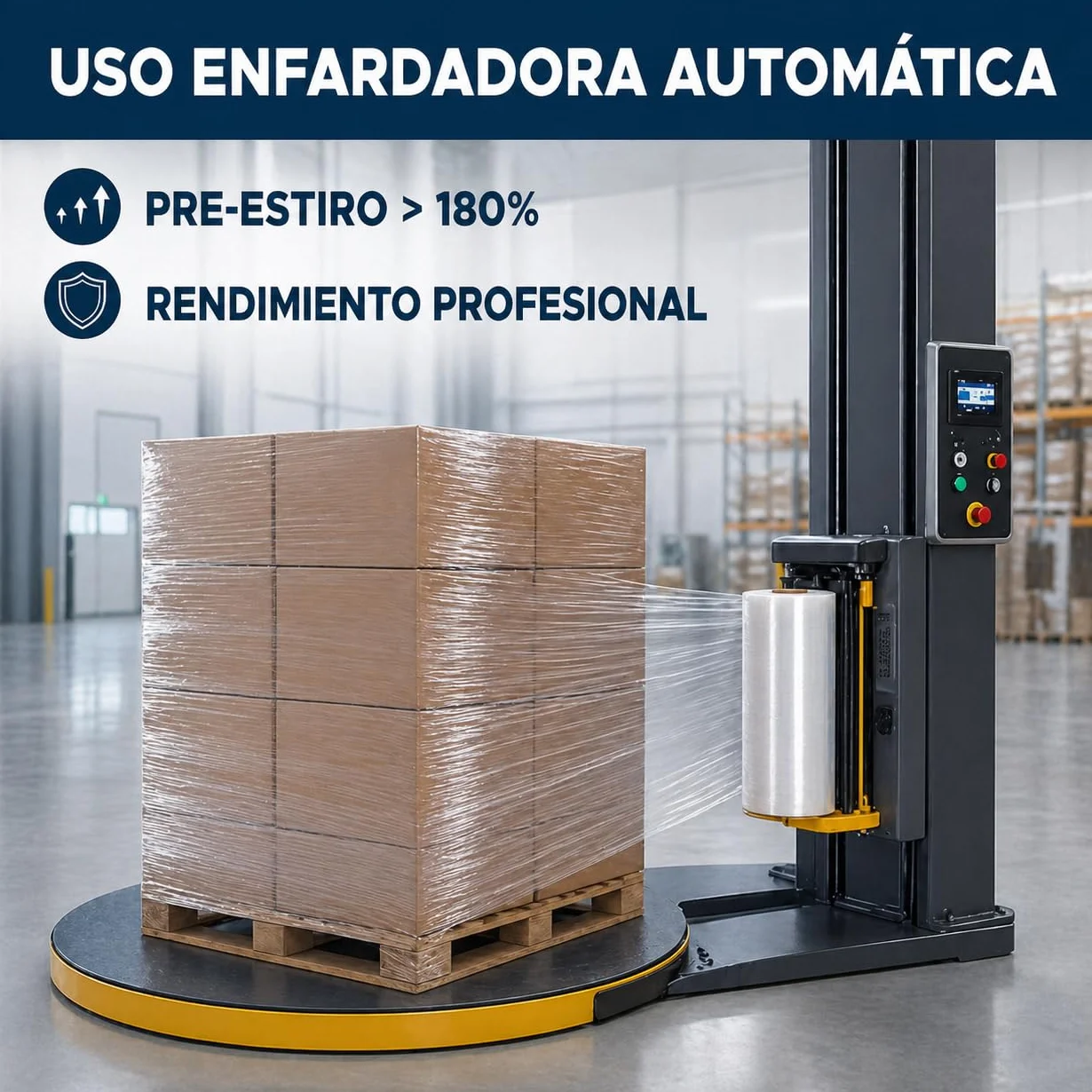 Film estensibile automatico trasparente 500 mm x 1512 m - Bobina industriale 16 kg - 23 micron ±2 - Plastica Stretch Film per enfardatrice automatica, pallettizzazione, imballaggio e logistica