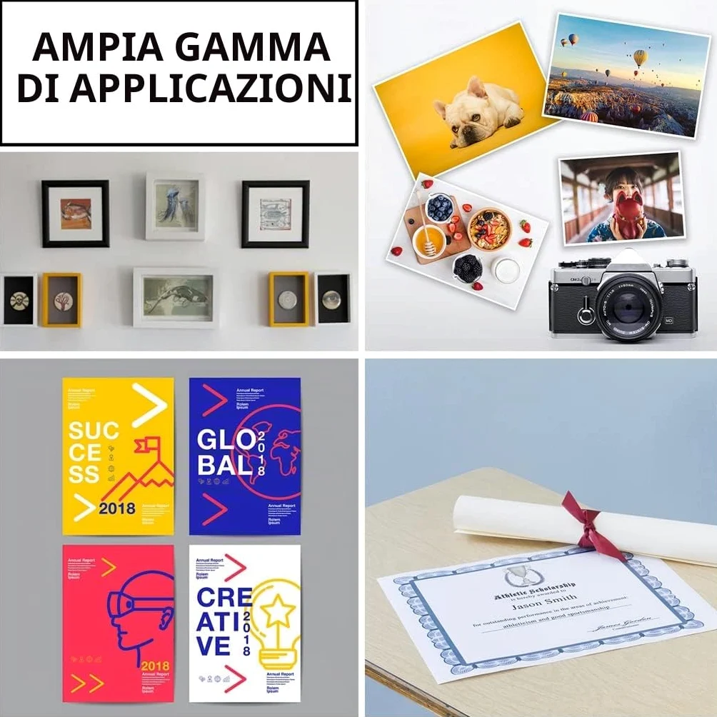 A4 300gsm Carta Fotografica Spessa da - 100 Fogli con Superficie Lucida per Stampe di Foto, Biglietti di Auguri, Cartoline