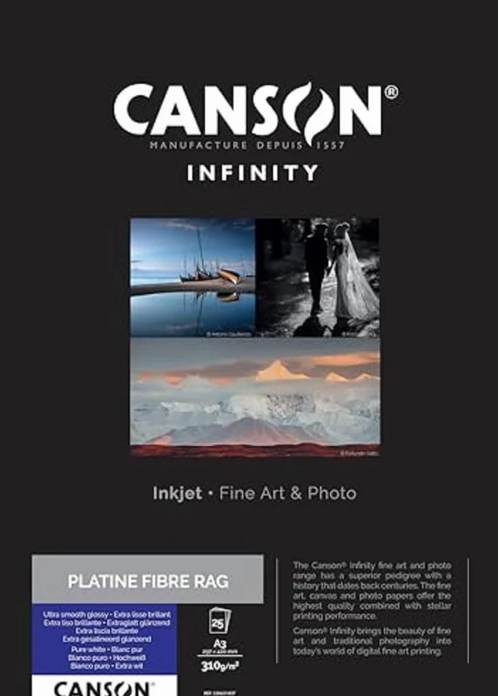 Canson Infinity Platinum fiber rag scatola 25 fogli A3 310 grammi