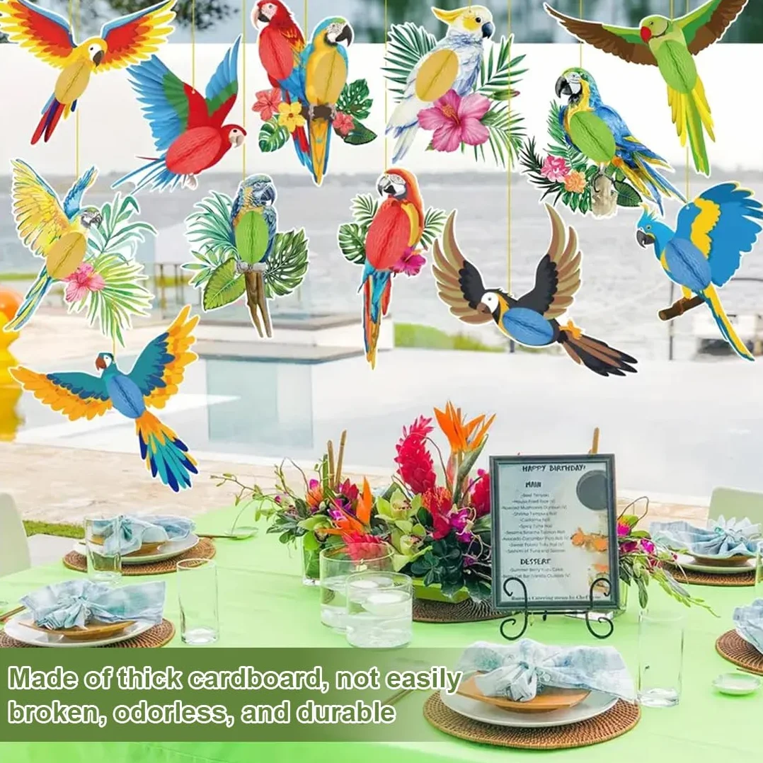 12 Pezzi Uccello Tropicale Piatto in Legno Pappagallo per Decorazioni Feste Hawaiane