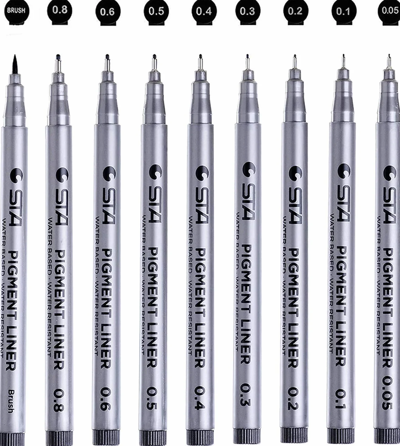 CHUKCHI Black Micro-Pen Fineliner Penne a inchiostro Impermeabile Archival Ink Set di 9 per Schizzi, Anime, Manga, Disegno Tecnico