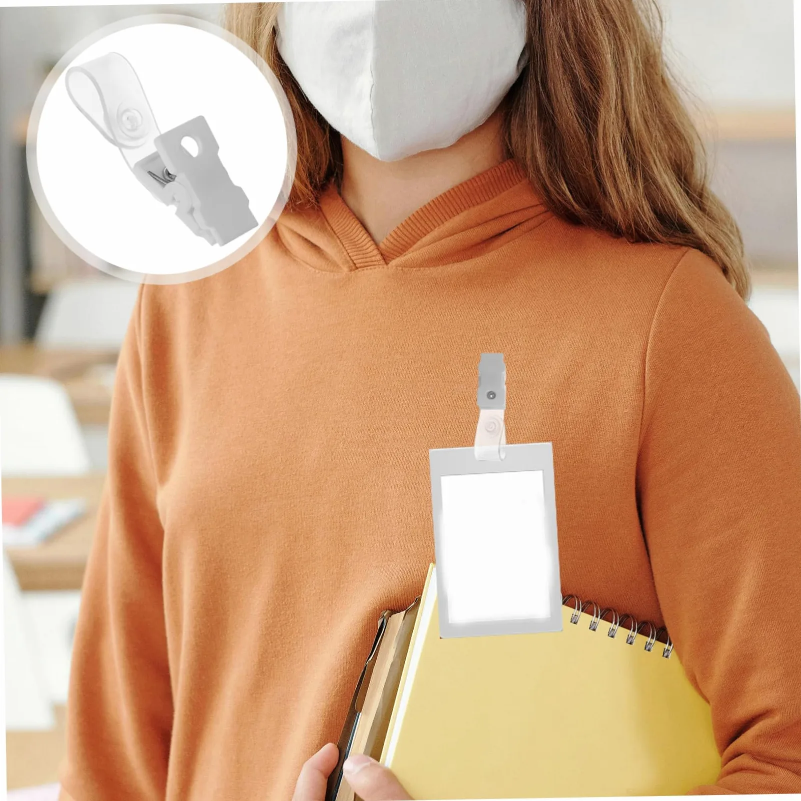 Angoily Clip per Badge in Plastica Bianco 100 Pezzi Porta Tesserino Resistente Multiuso in Pvc con Design Semplice e Delicato per Badge da Lavoro e Carta D'identità