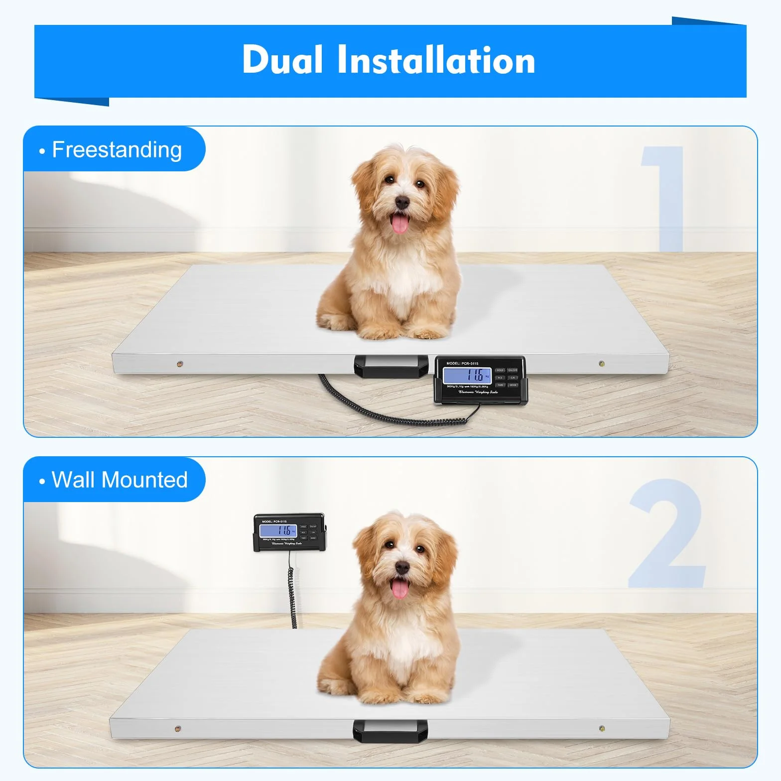 Bilancia veterinaria da pavimento, per animali, per cani, per gatti, veterinaria, per piattaforma, per carichi pesanti, 300 kg, 103 x 53 cm