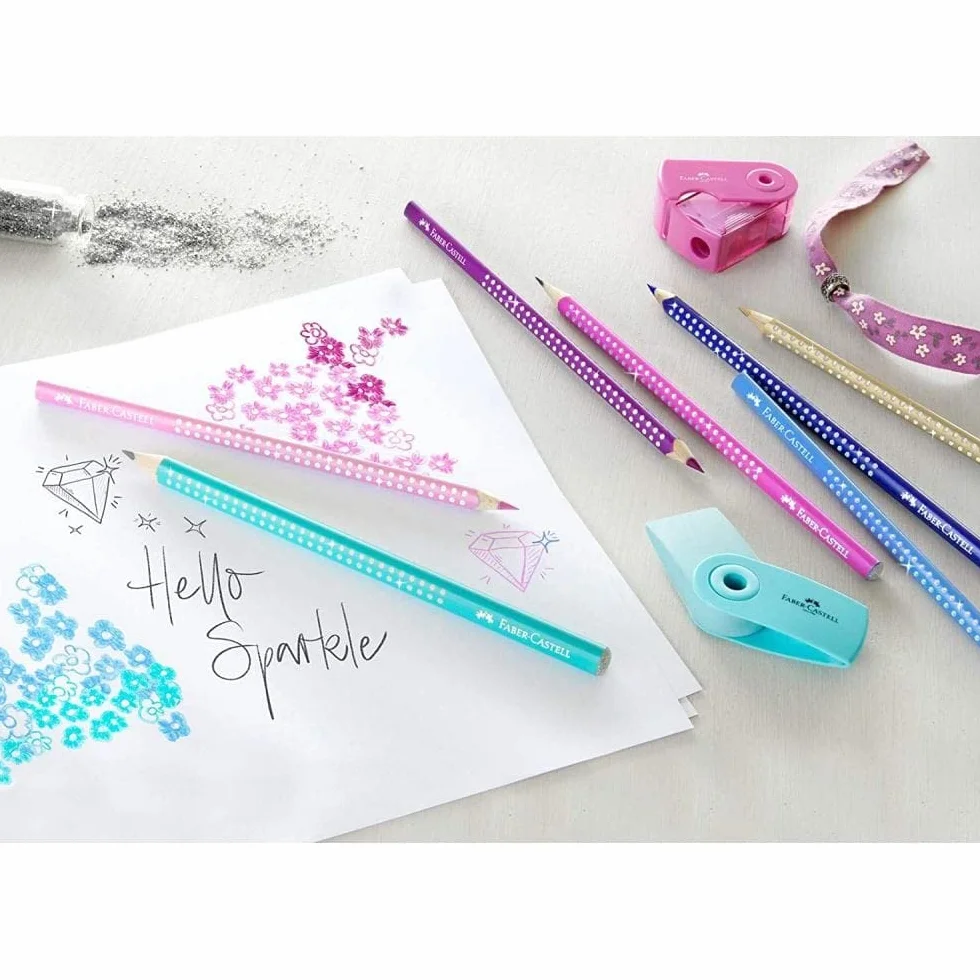 Faber-Castell Sparkle 12 pezzi matite colorate triangolari in astuccio metallico