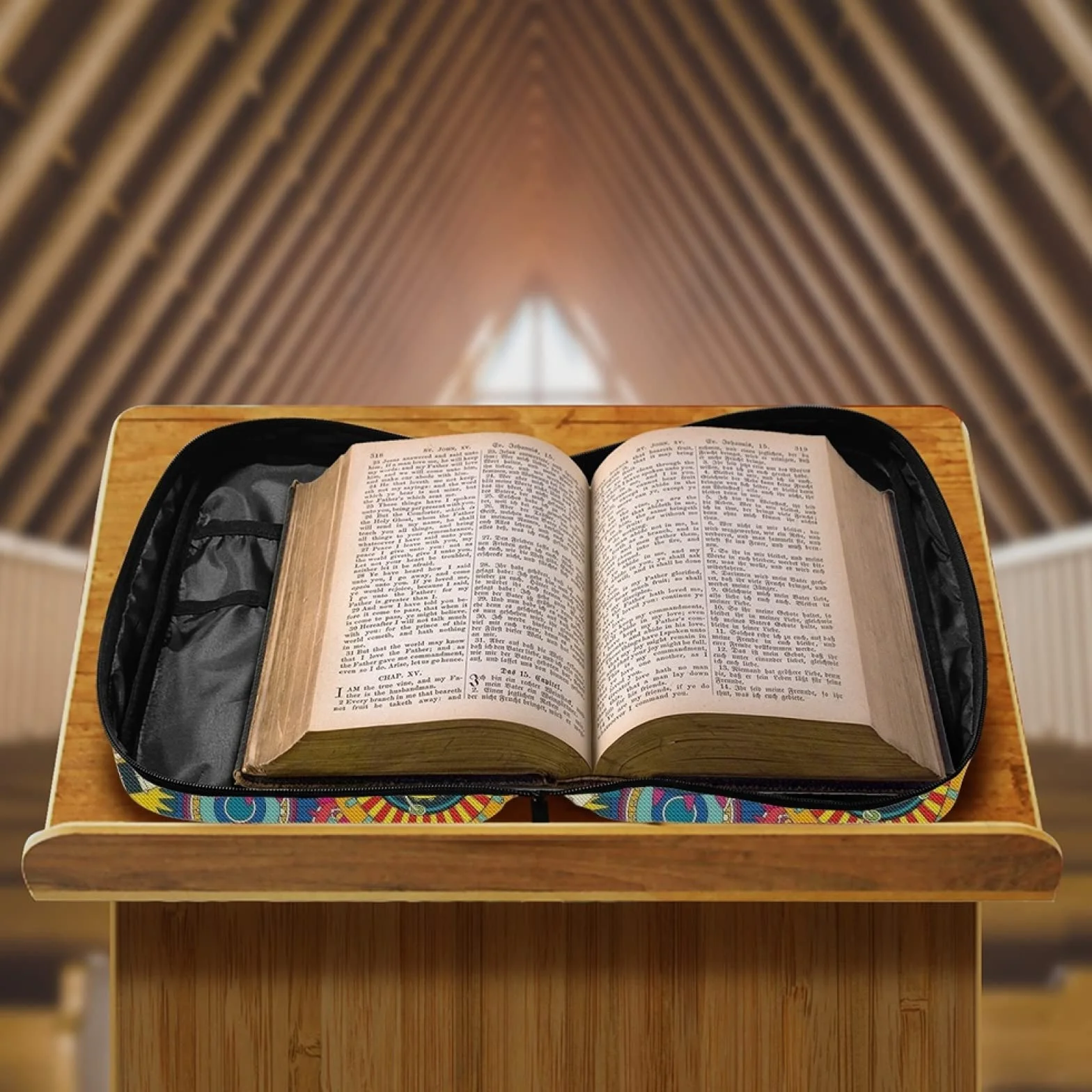 Dajingkj Custodia Bibbia con cerniera grande borsa libro Chiesa manici