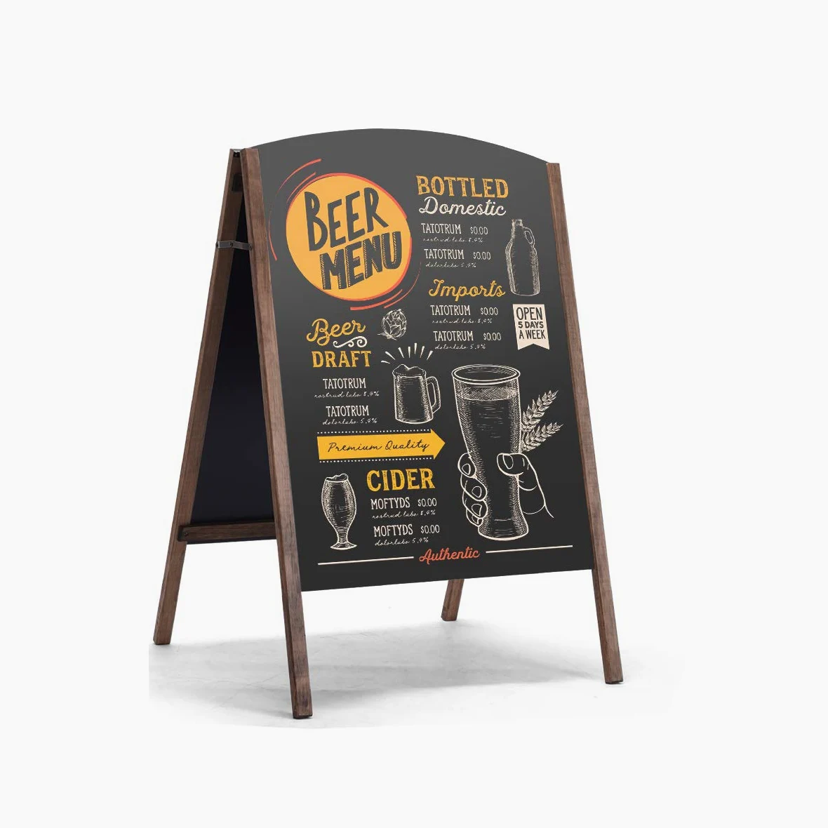 GIANTEX Lavagna con Cavalletto, Lavagna da Pavimento, Lavagna da Terra in Legno, Lavagna Pieghevole, con Cornice e Pennarelli, per Bar, Ristorante, Negozio, Nero, (60 X 80 X101cm)