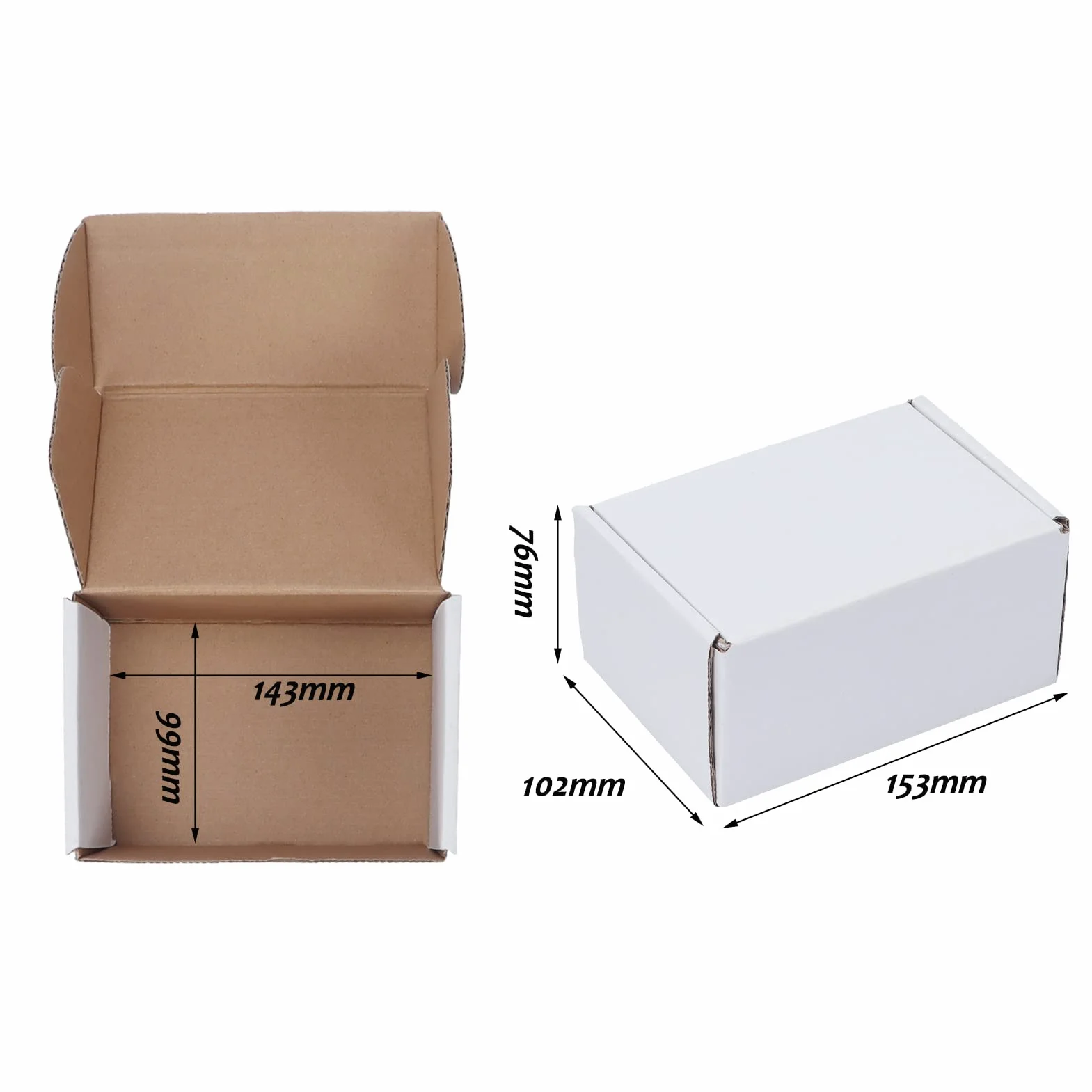 GIFTGARDEN Scatole di Cartone Imballaggio Piatte 25 Pezzi 153x102x76 MM Scatole per spedizione o lo stoccaggio Bianca