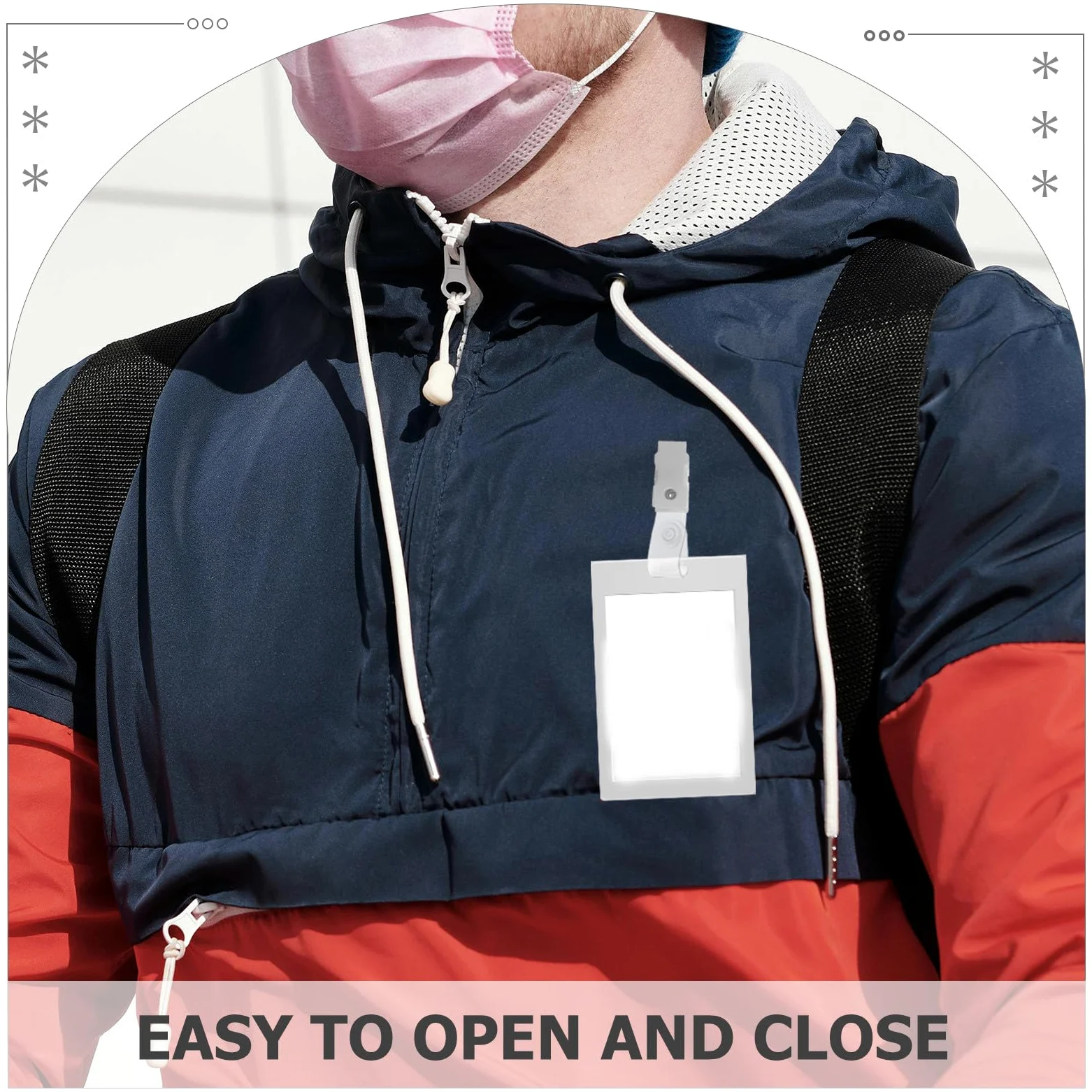 Ciieeo 100 Pezzi Clip Porta Badge in Plastica Trasparente, Piccola Clip per Carta D'identità con Cinghie, Porta Badge da Collo Tascabile per Ufficio e Lavoro