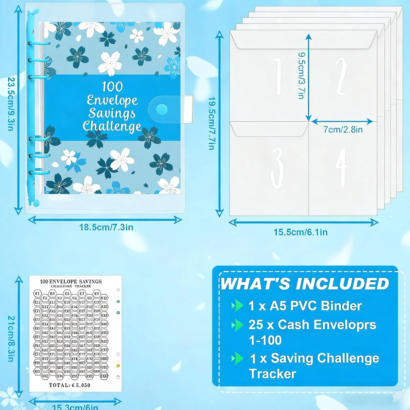 HAIYUU A5 Risparmio Soldi Buste Budget Planner 100 Envelope Saving Challenge