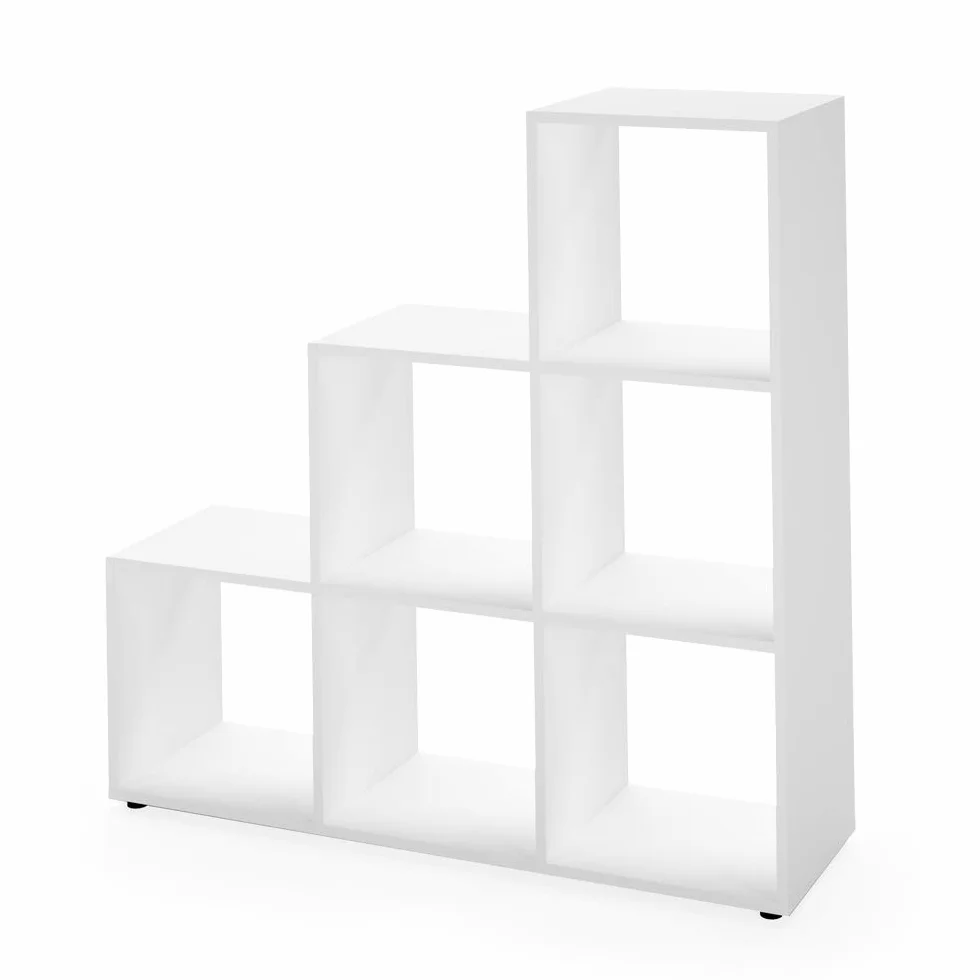 Vicco Scaffale a scale, Bianco, 107.2 x 107.8 cm, utilizzabile come divisorio con 6 vani aperti