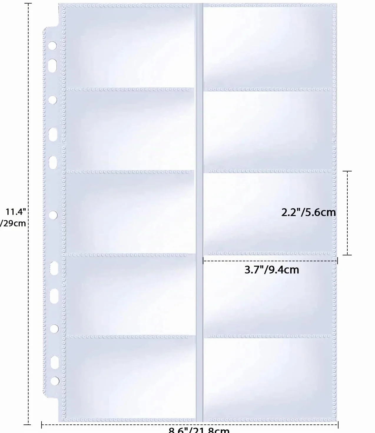 WITHYU 600 Tasche per Biglietti da Visita, Fogli Raccoglitori, Pagine ad Anelli 2/3/4, 10 Tasche Doppia Faccia, Polipropilene A4 Trasparente