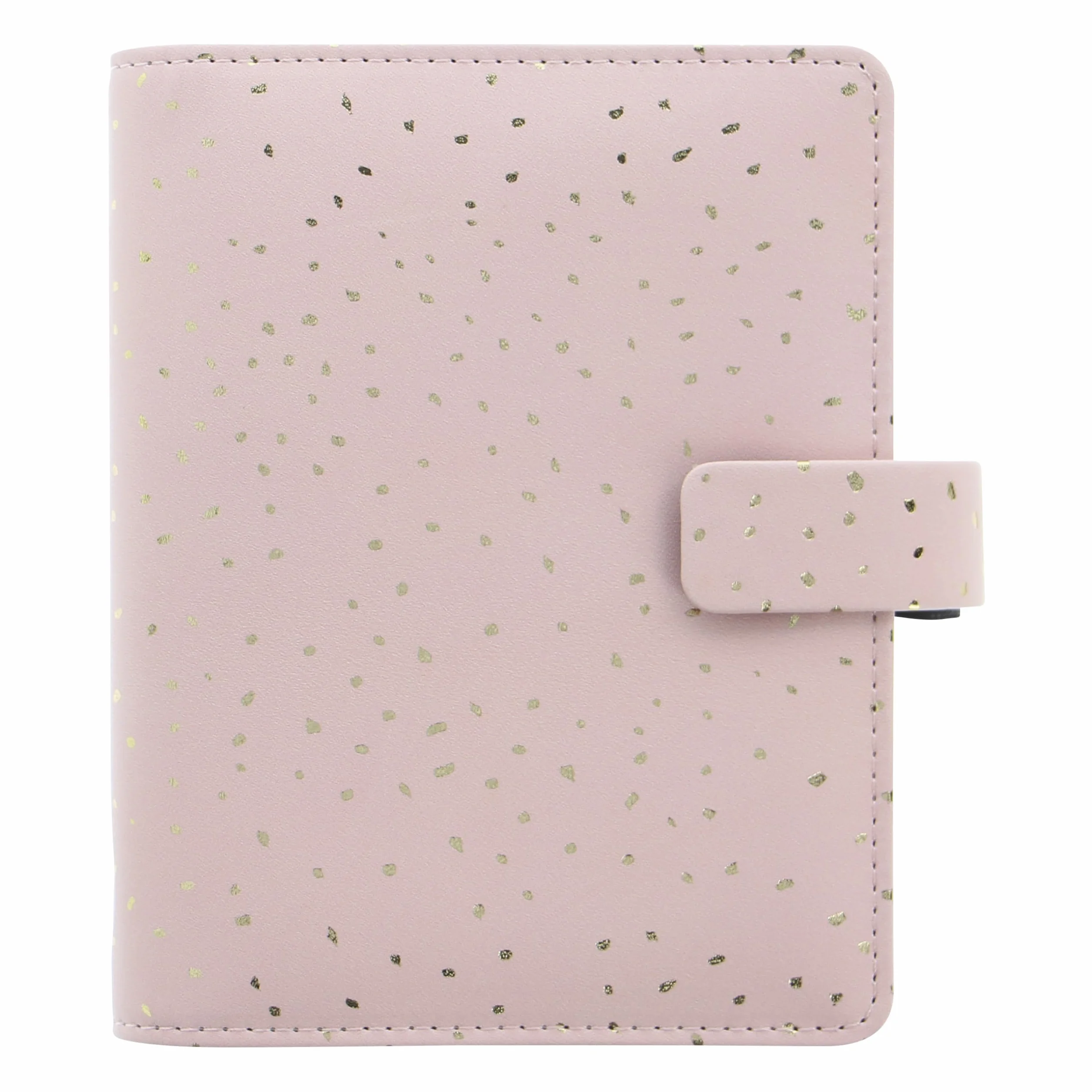 Filofax Organizer per coriandoli, formato tascabile, quarzo rosa, effetto pelle, dettagli in lamina d'oro, sei anelli, visualizzazione settimanale, multilingue (C028725)