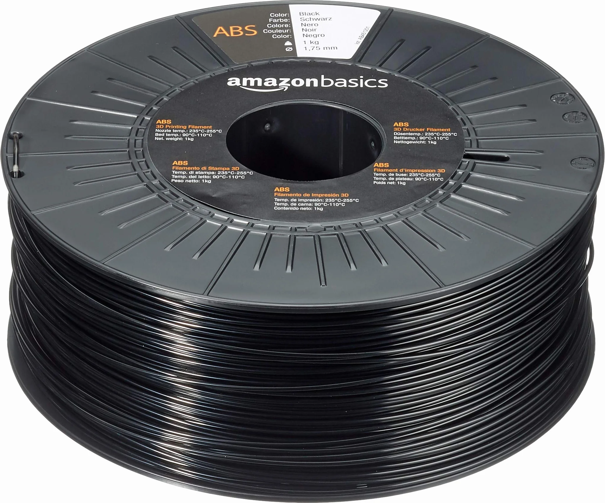 Amazon Basics Bobina filamento ABS 1 kg 1.75 mm Nero per stampante 3D
