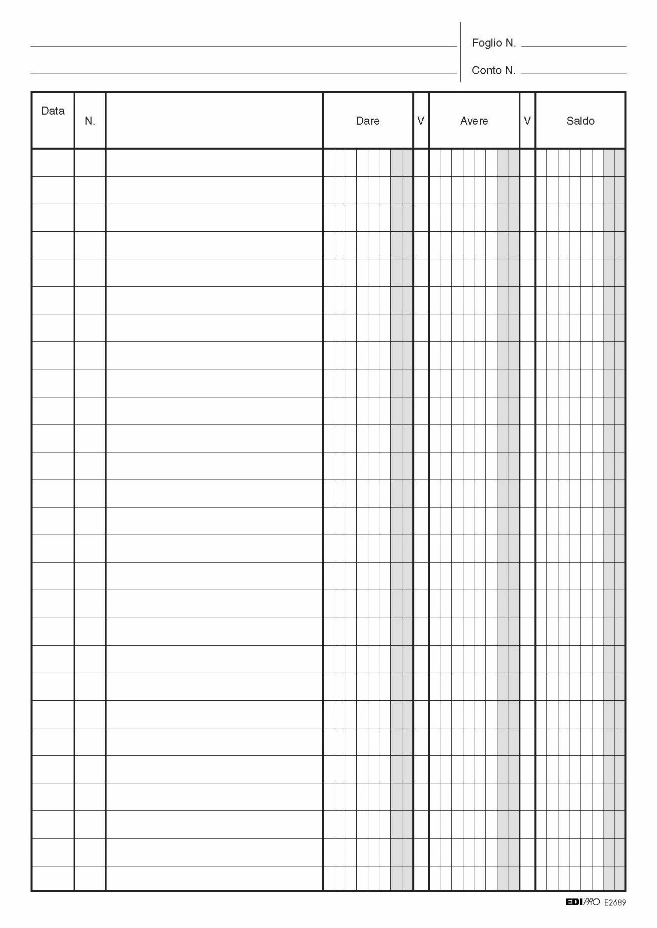 EDIPRO E2689 Registro dare/avere/saldo 96 pagine 24x17