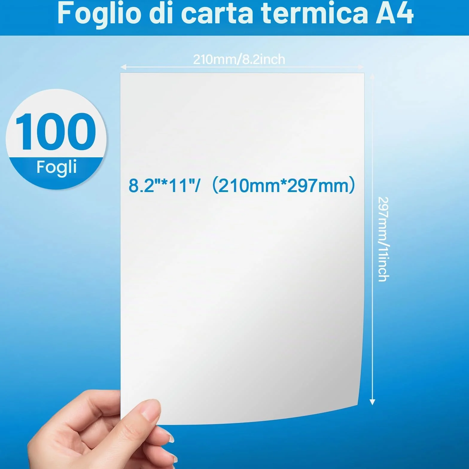 Carta Termica A4 per Stampante Portatile 210mm×297mm 100 Fogli Asciugatura Rapida