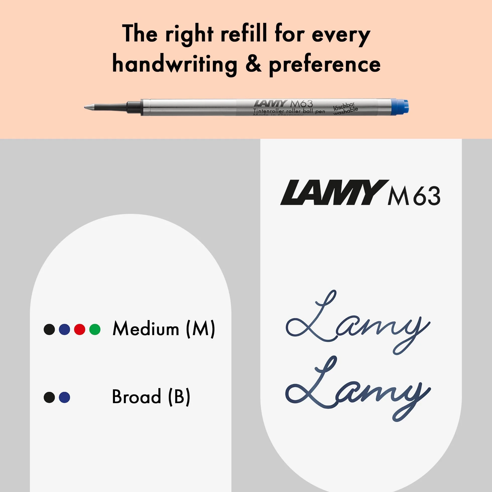Lamy studio pianoblack roller - universale con involucro elegante in metallo - con clip a forma di elica e larghezza di tratto M - con refill roller M 63 nero