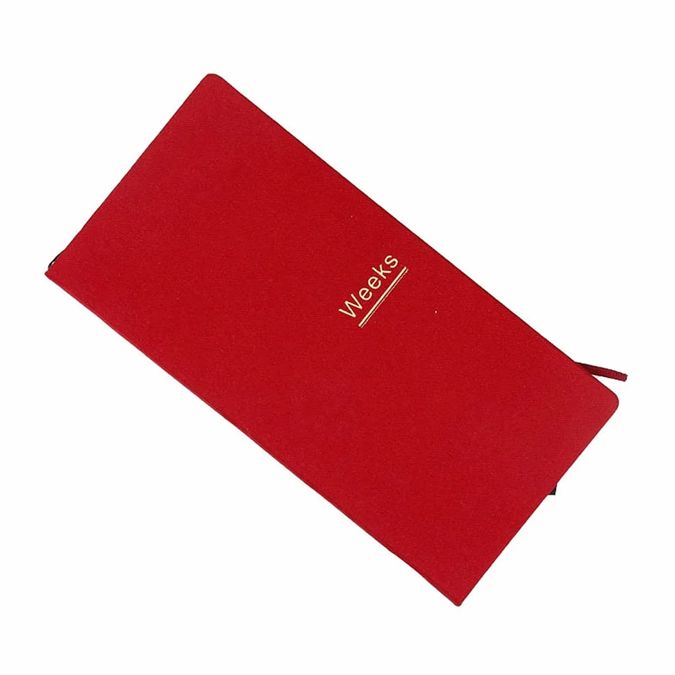 Agenda settimanale tascabile non datata, agenda annuale, mese, settimanale, formato A6, agenda senza data, colore: rosso