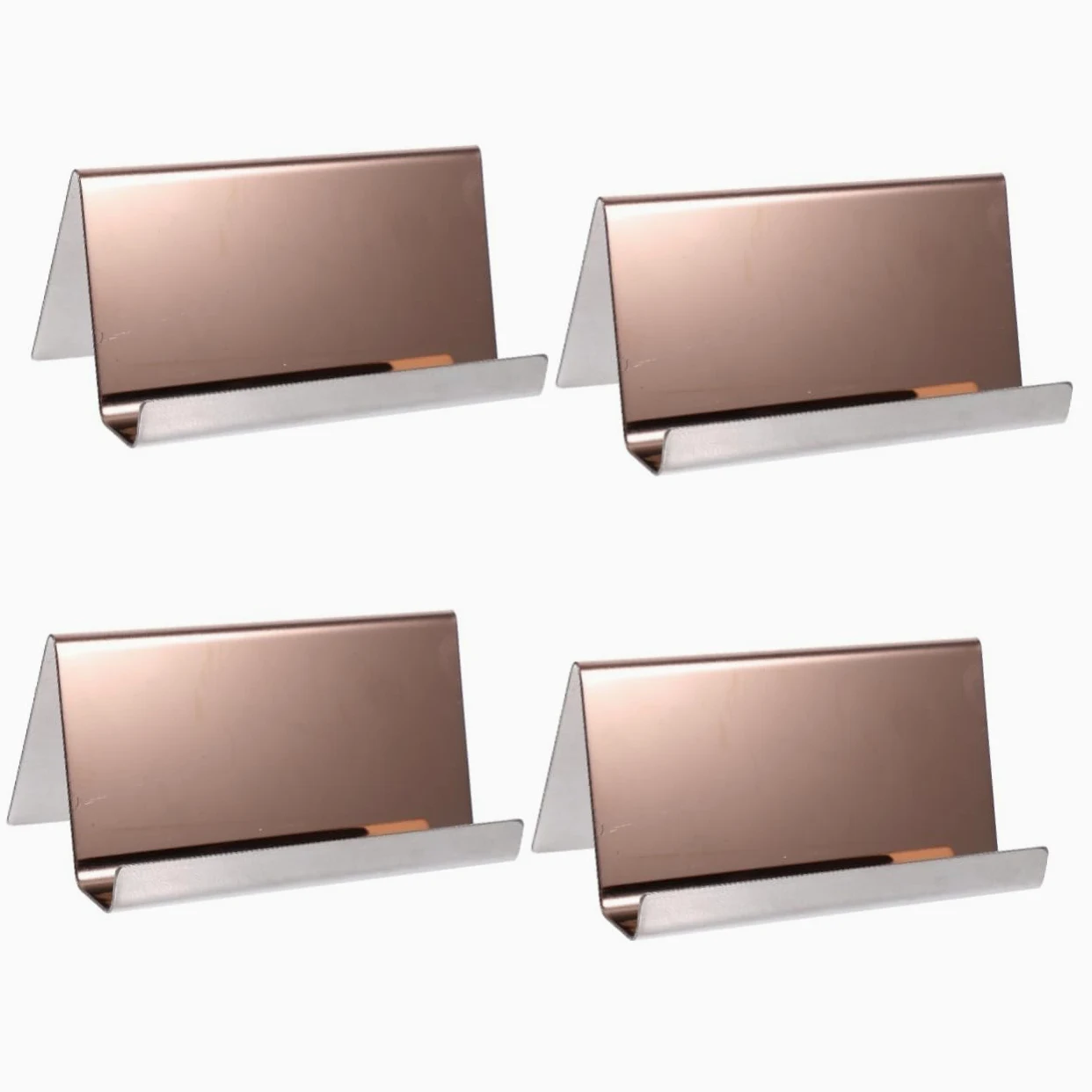 Artibetter 4 Pezzi Biglietti Visita Inossidabile Espositore per Carte Scrivania Design Elegante e Compatto per Ufficio e Ricezione Confezione