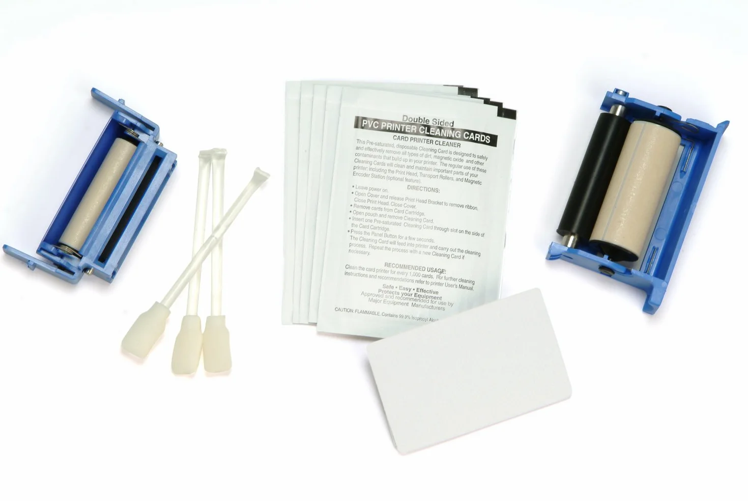 Zebra card 105999-302 - Kit per la pulizia della stampante con 3 carte d'identità, serie ZXP, Bianco