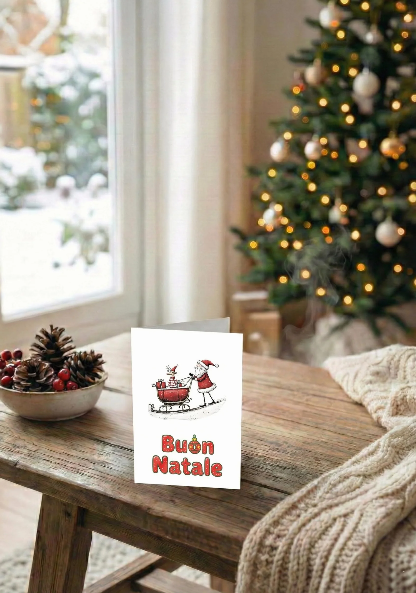 Biglietti natalizi italiani A6 con buste rosse – Set 30 pezzi
