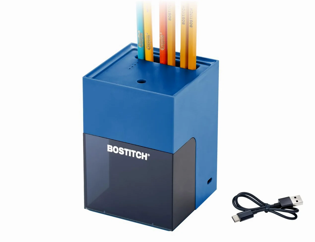 Bostitch Konnect - Temperamatite a batteria ricaricabile per organizer da scrivania KT2 n. 2/matite colorate, blu