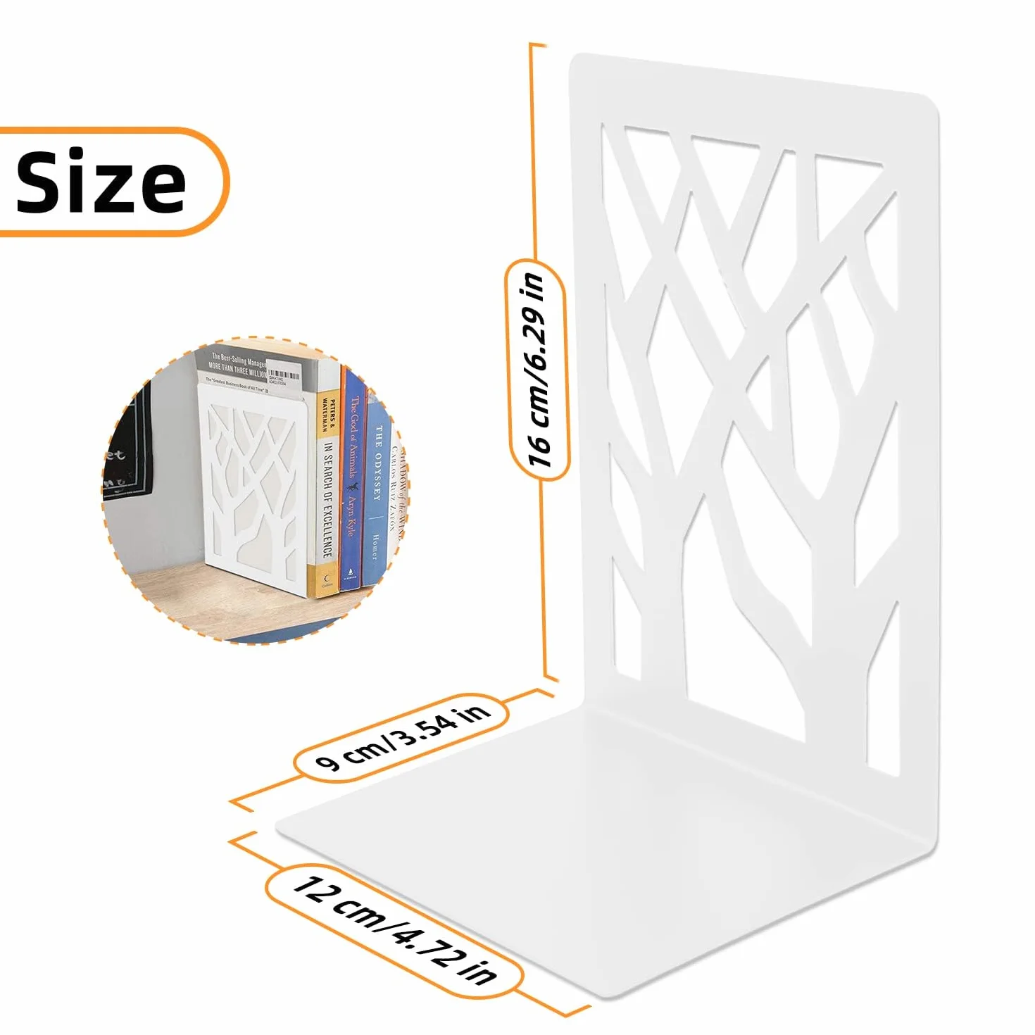 Fermalibri Metallici Reggilibri da Mensola 2 Pezzi Bianco 9x12x16 cm per Libreria