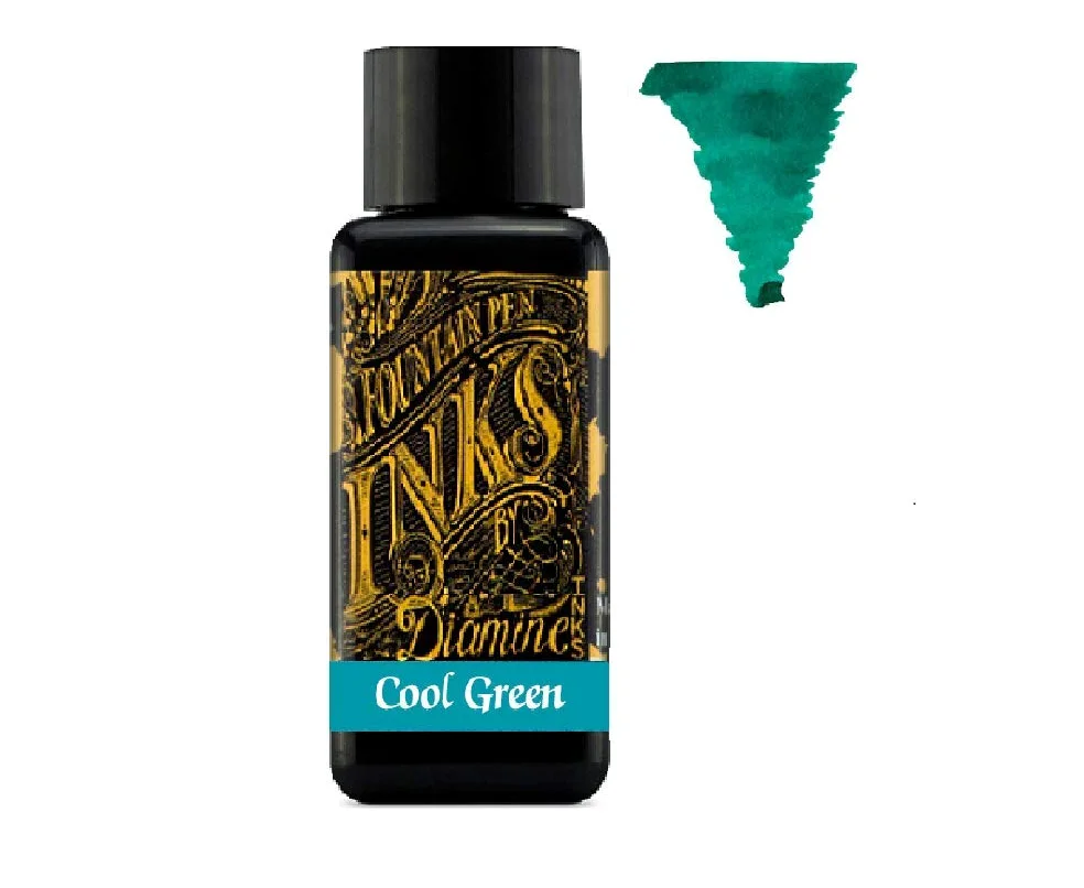 Diamine - Inchiostro per penna stilografica da 30 ml - Ruota dei colori - 6 flaconi - Writers Blood, Cool Green, Misty Blue, Seppia, Flamingo Pink, Damson