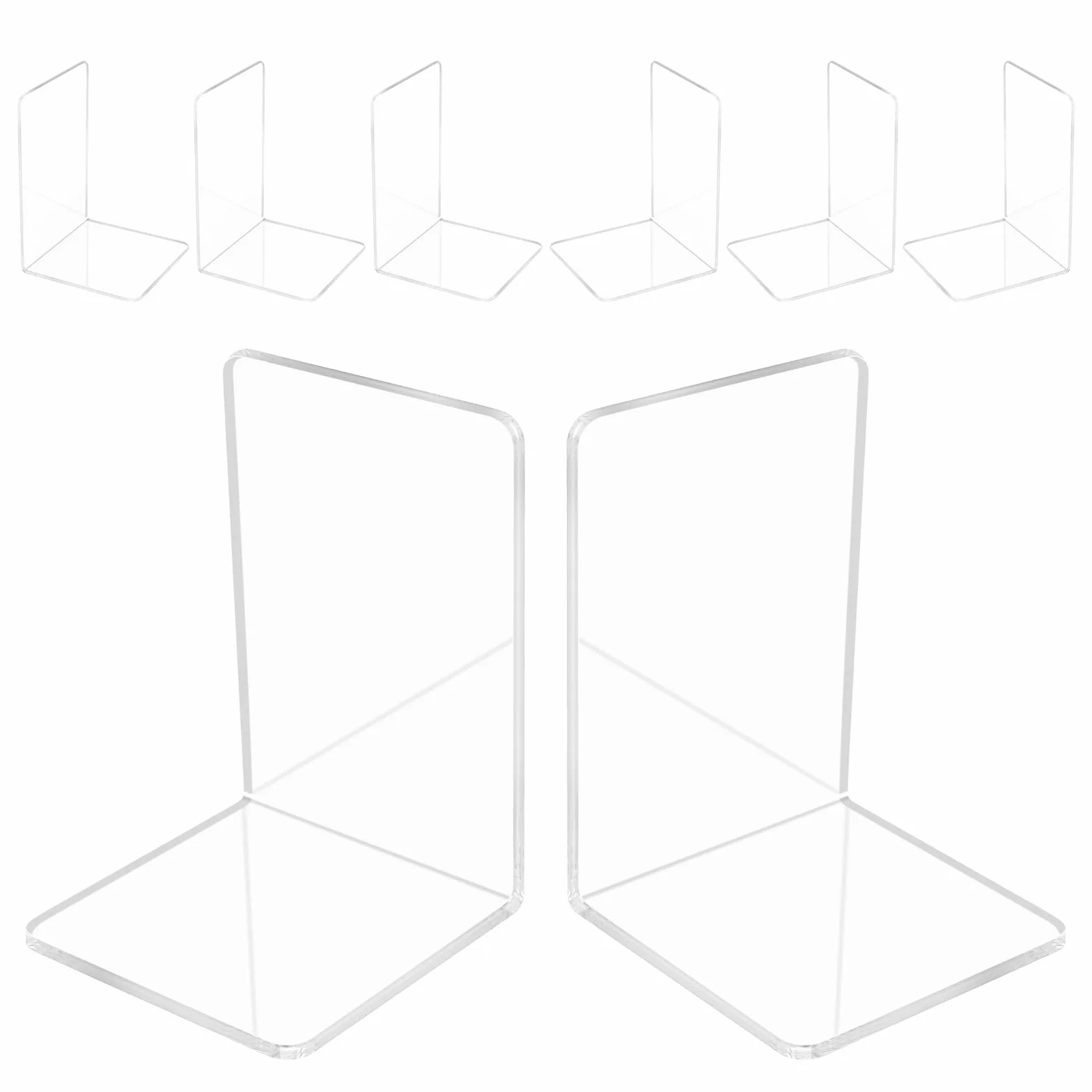 Fermalibri per Mensole Trasparente, Grande e Rinforzato, Ferma Libri per Libreria, Reggilibri Design Semplice Stabile