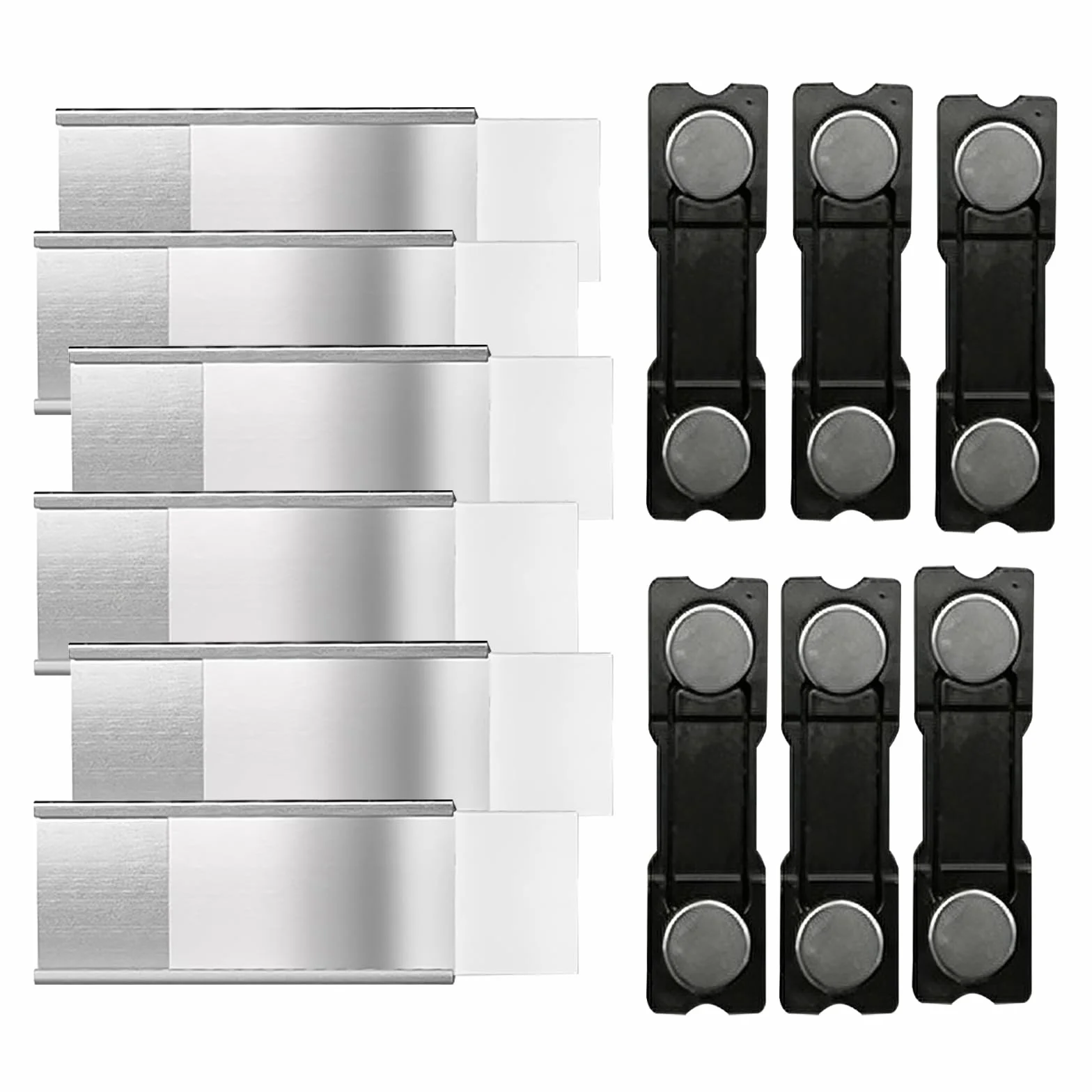 Badge Personalizzato Targhette Magnetiche per Abiti con Spilla Alluminio Doppio Magnete Potente 6 Pezzi Argento