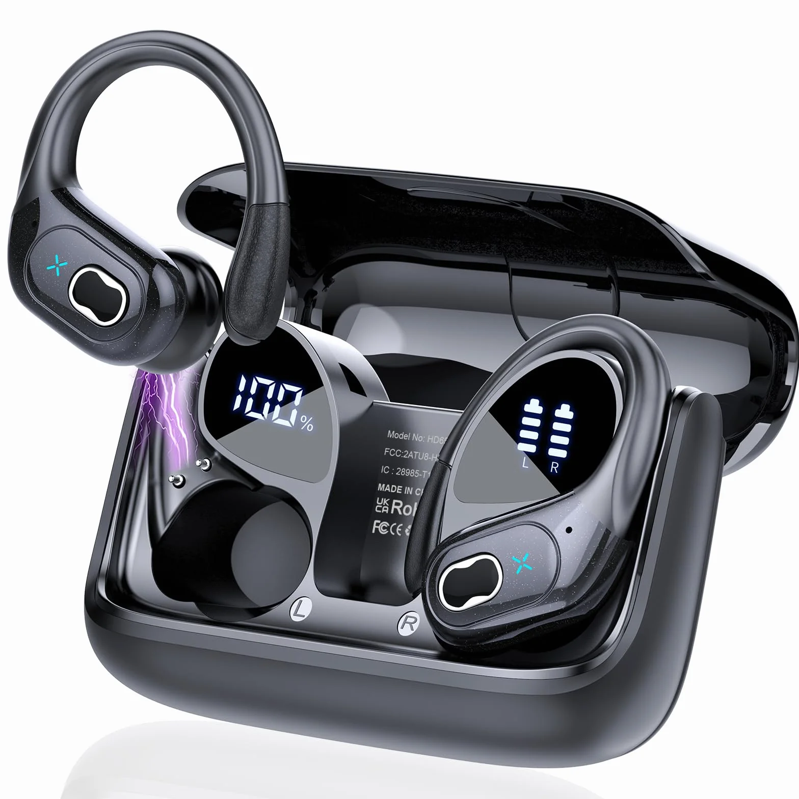 AI Cuffie Traduzione, 3 in 1 Bluetooth 5.4 Auricolari Traduzione con 164 Lingue/6 Modalità di Traduzion, 75 Ore Cuffie Traduttori Istantanei con APP, Auricolare bluetooth per Viaggi/Affari, Nero