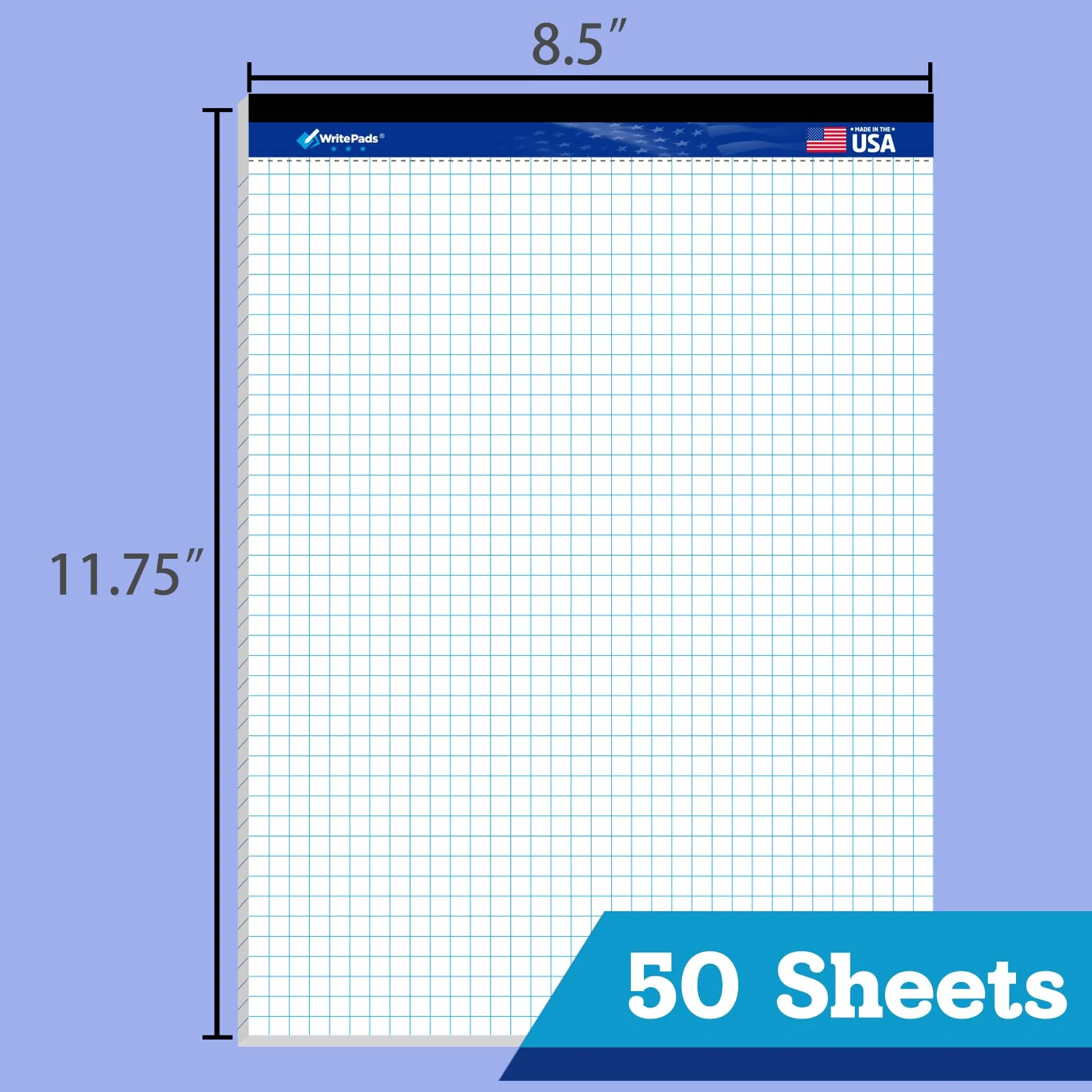 WritePads KAISA - Blocco per appunti a quadretti, a righe, 21,6 x 27,9 cm, blocco per appunti in carta, 12 blocchetti bianchi, BL-MWT50Q-12, prodotti negli Stati Uniti.