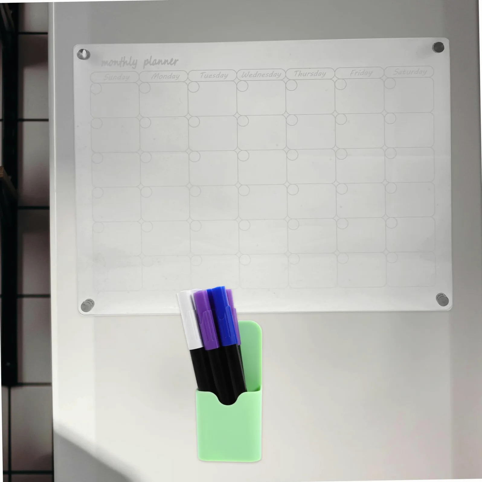 Calendario Magnetico Cancellabile a Secco per Frigorifero Set Completo con Lavagna Settimanale Mensile Trasparente Planner Pasti con Pennelli e Magneti Resistenti per Cucina