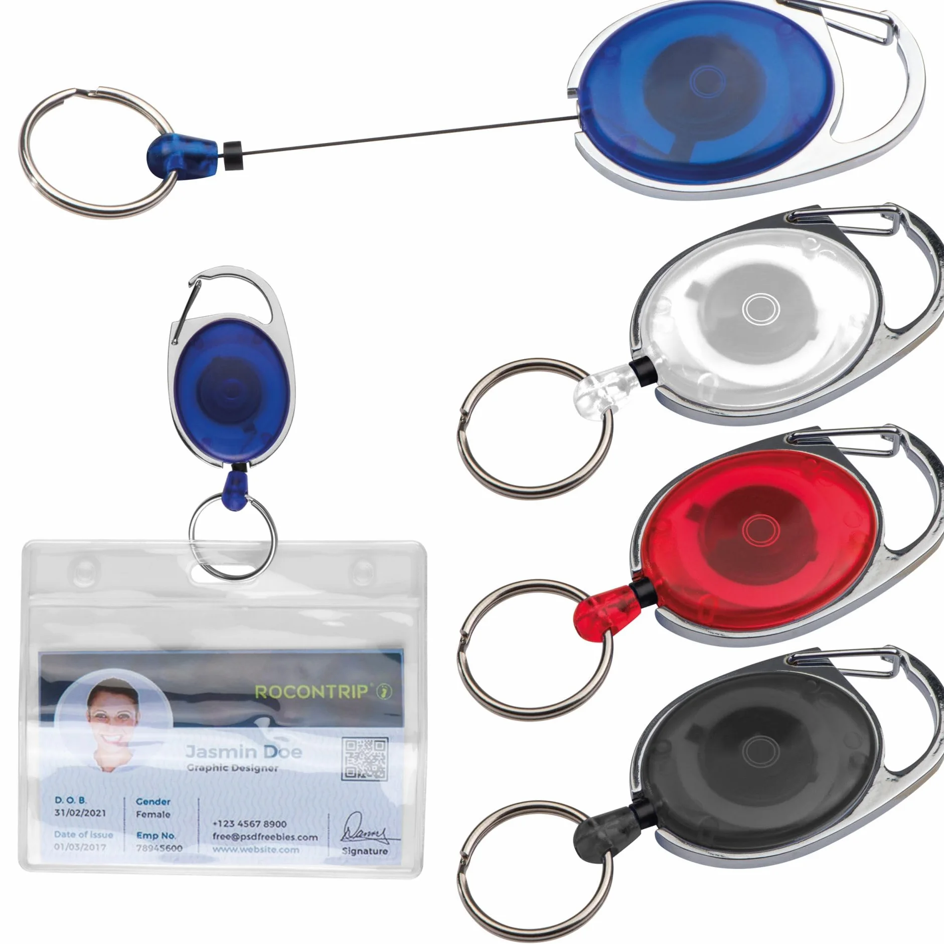 Porta Skipass Blu Trasparente con Portachiavi, Cartellino, Ausweisjojo, Yoyo 10-pc