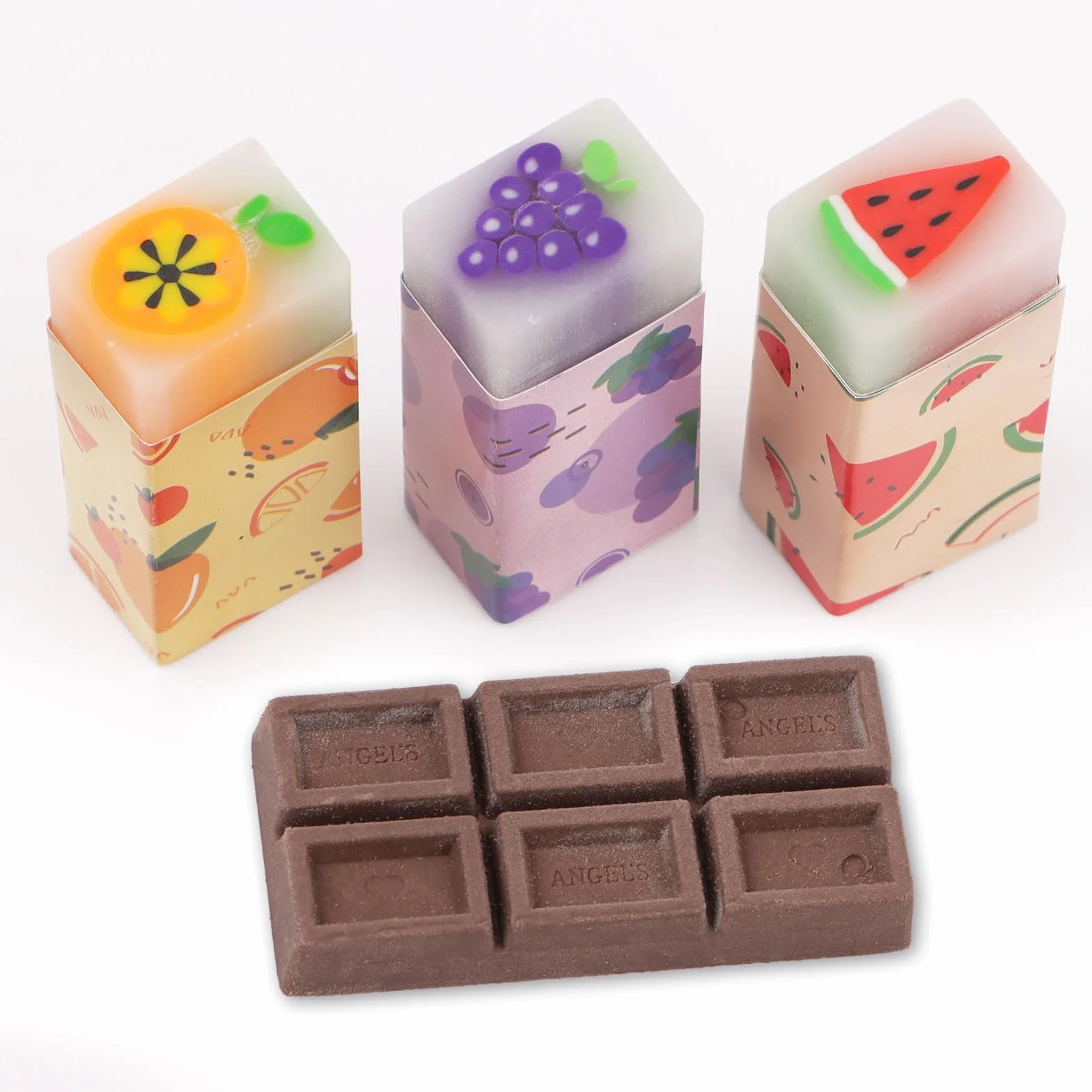 Gomma da Cancellare Profumata Frutta 4Pz Materiale Scolastico Cancelleria Regalo Natale