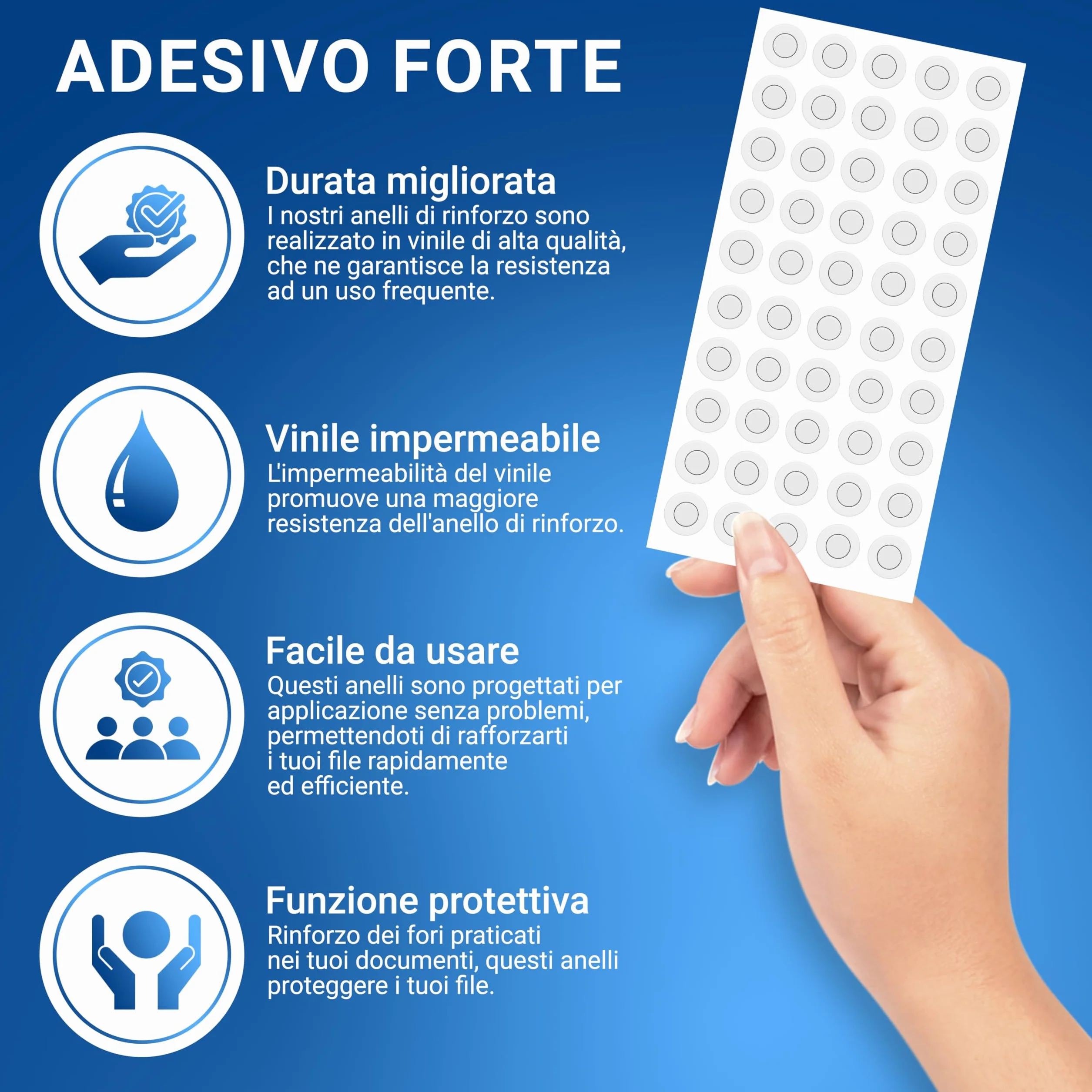Salvabuchi Fogli Anelli Rinforzi Trasparenti 3000 - Anelli Autoadesivi in Vinile
