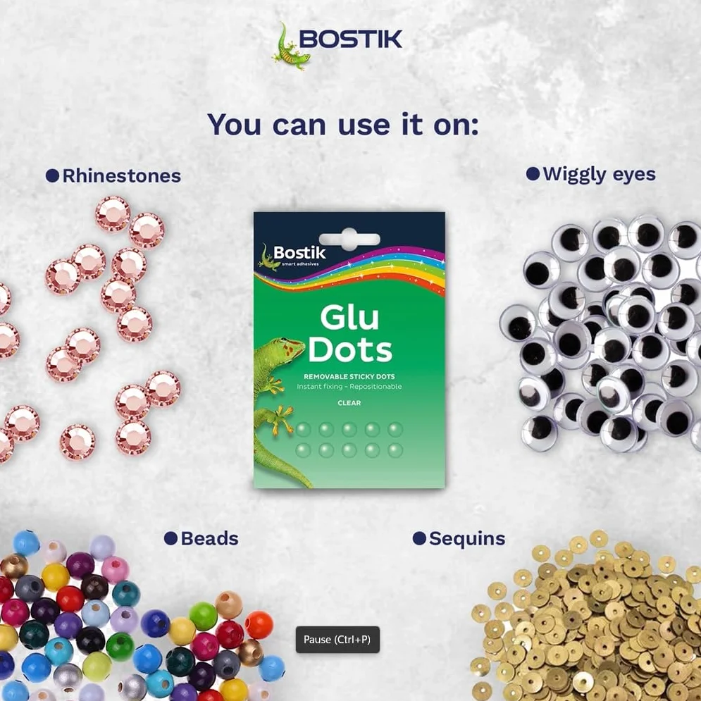 Bostik - Punti adesivi extra forti rimovibili, per artigianato, foto, decorazioni e ufficio, senza disordine, incollaggio istantaneo, confezione da 64 punti biadesivi per una facile applicazione