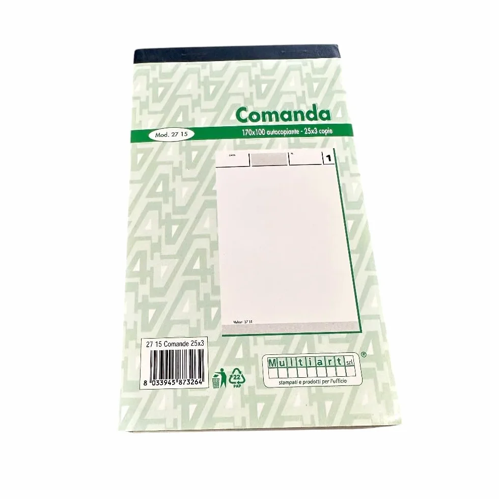 Blocco comande duplice copia 10 blocchetti 250 comande