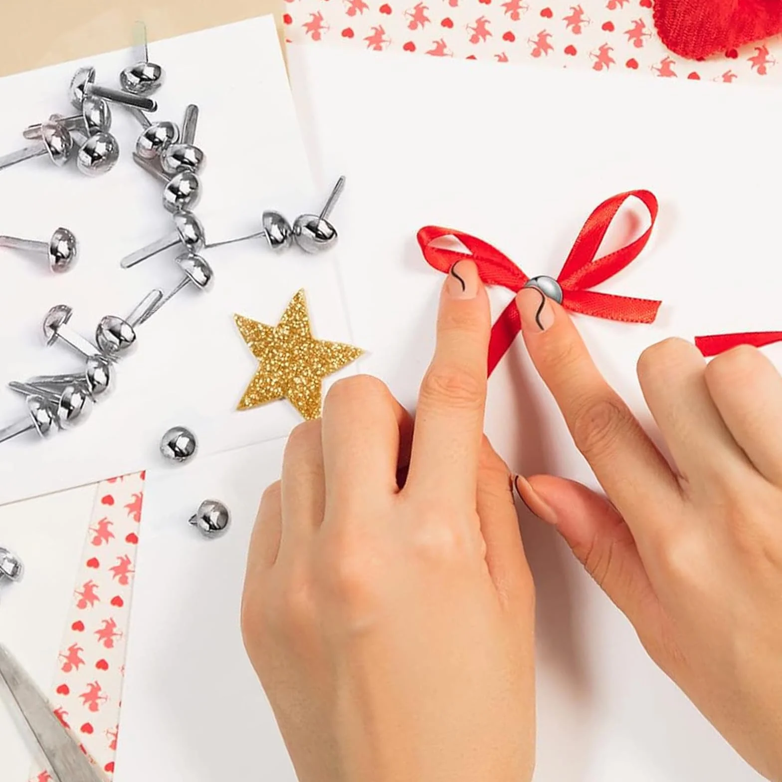 Fermacampioni Metallo 8 mm Tondi 300 Pezzi Oro e Argento Clip a Testa Tonda per Scrapbooking