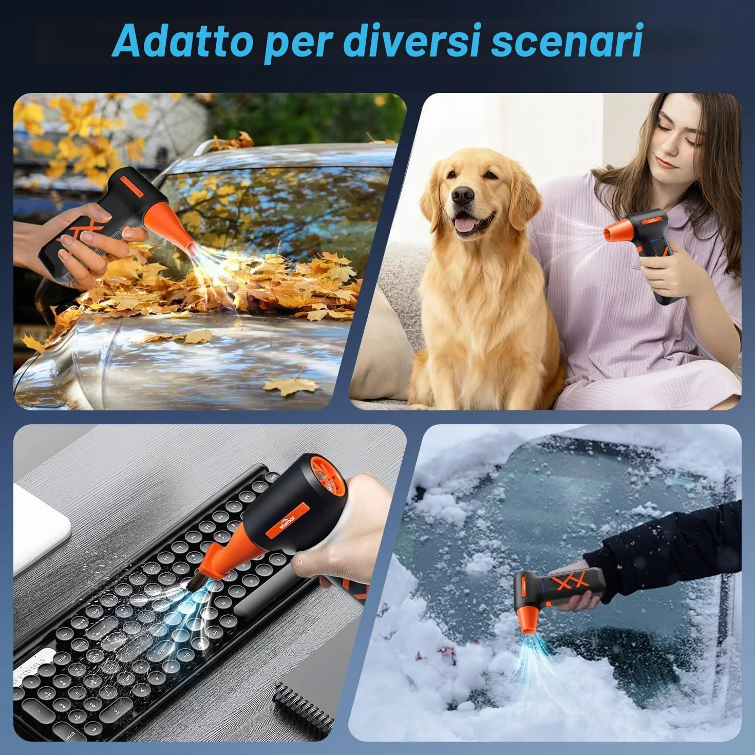 WAHTOOK Aria Compressa Elettrico：250000RPM Soffiatore Aria Compressa con 270 Minuti di Autonomia Della Super-Lunga, 3 Velocità Mini Soffiatore di Pulizia PC, Divano, Tastiera, Auto